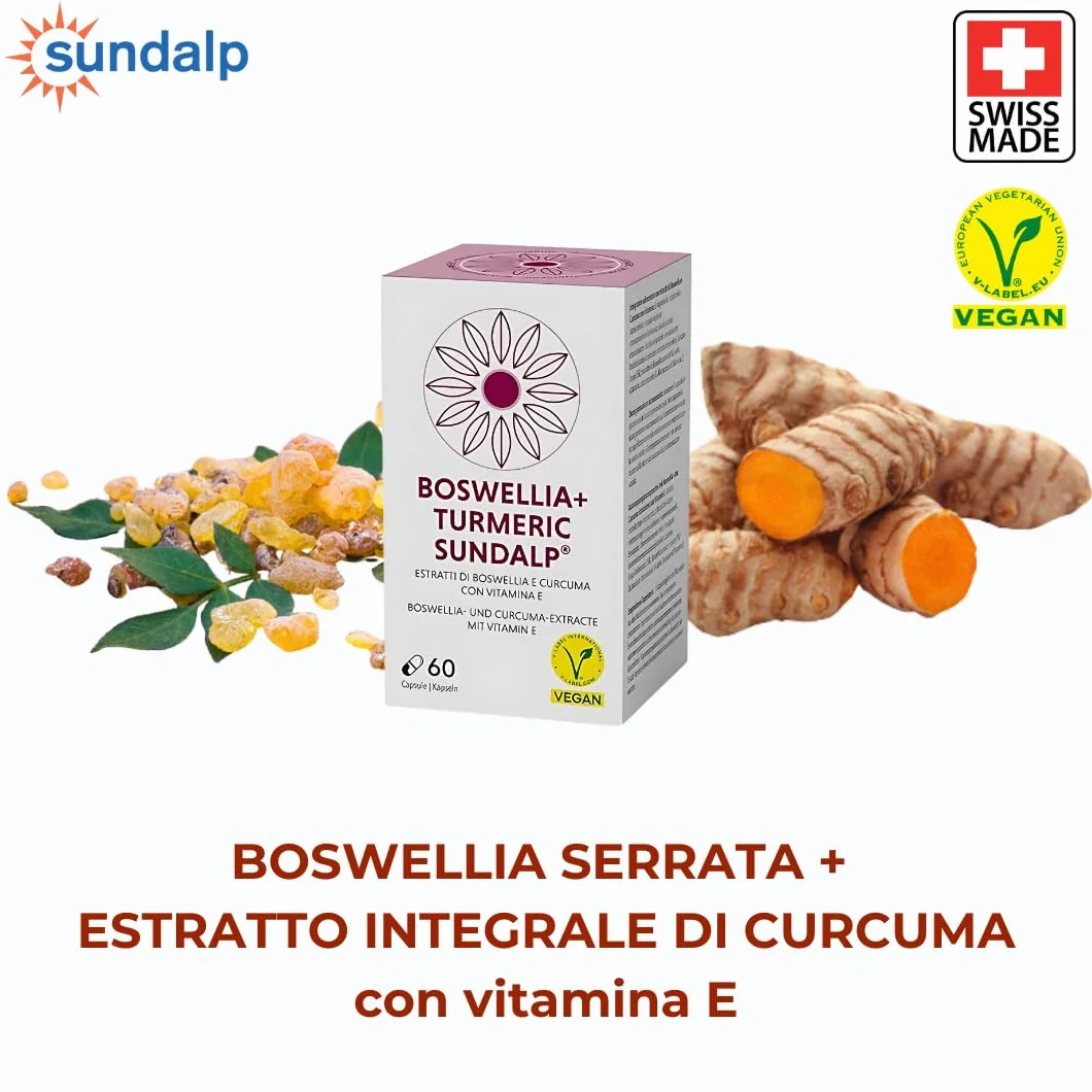 SUNDALP Boswellia + Turmeric Integratore Articolazioni e Dolori Muscolari 60 Capsule