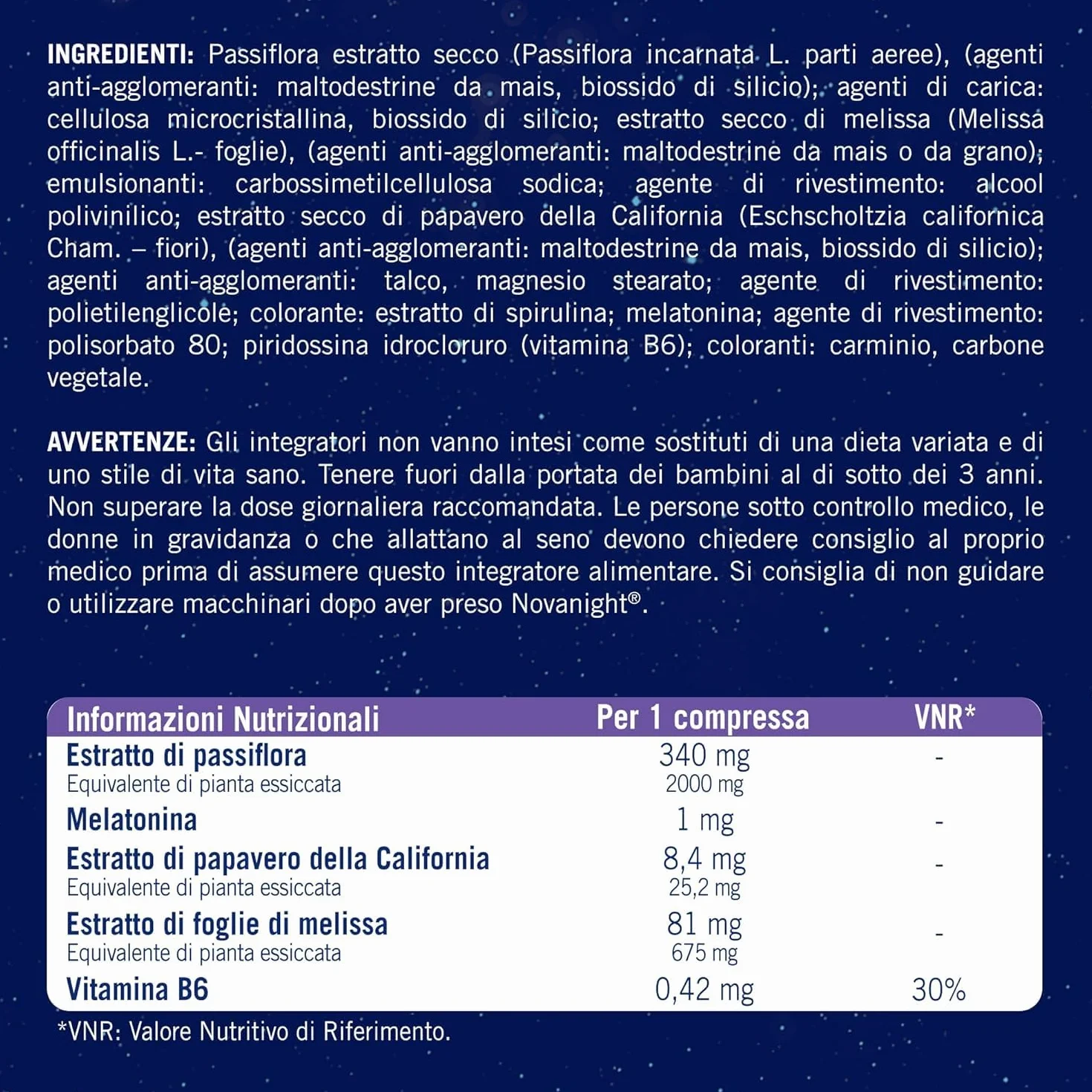 Novanight Tripla Azione Melatonina Integratori per Dormire 30 Compresse