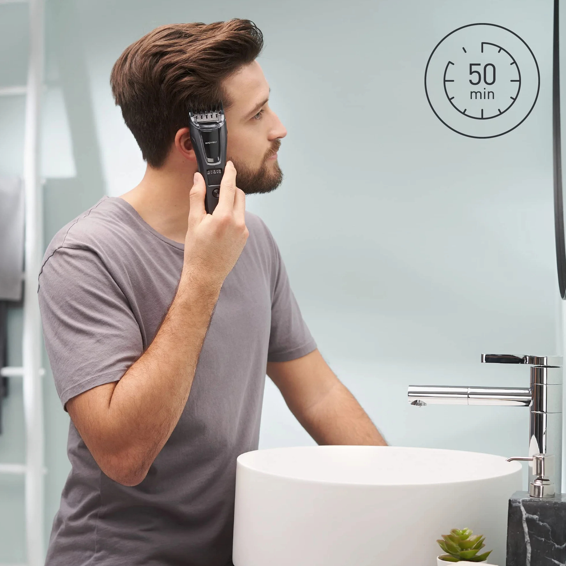 Panasonic ER-GB62-H503 Regolabarba Tagliacapelli Uomo Cordless Impermeabile 39 Impostazioni Lunghezza 3 Accessori Grigio Opaco