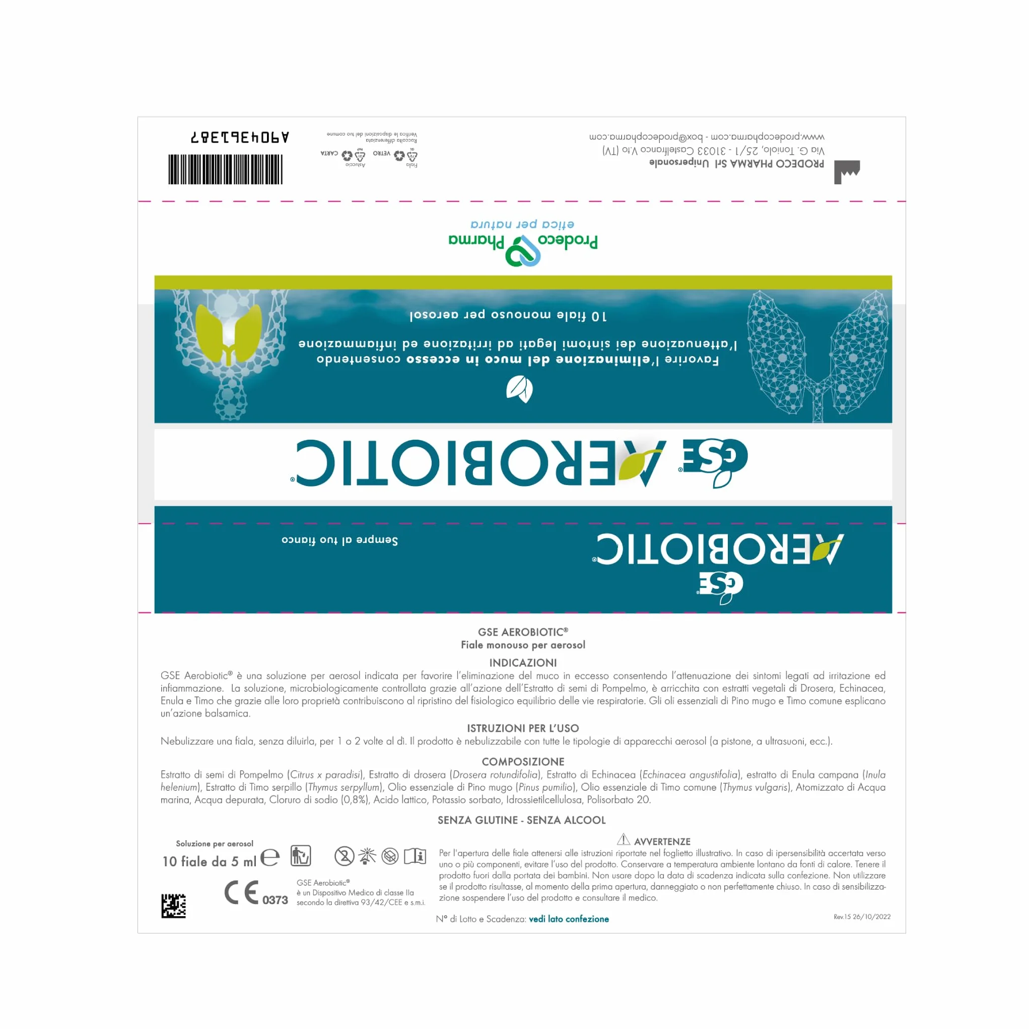 Prodeco Pharma GSE AEROBIOTIC 10 Fiale Soluzione da Nebulizzare Aerosol