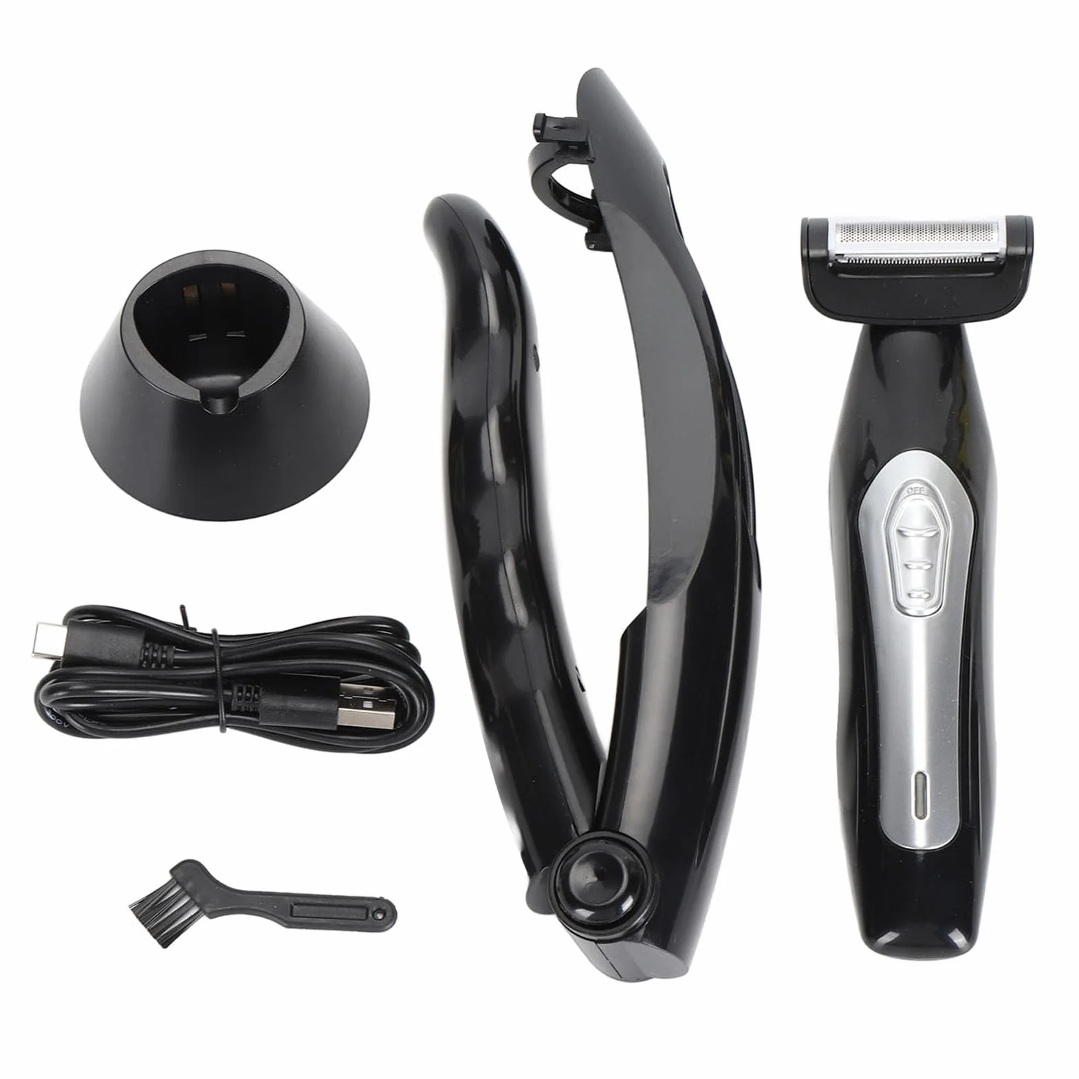 Raffero Posteriore Elettrico per Uomini Donne, Groomer per il Corpo a Manico Lungo Ricaricabile, Rasoio per Capelli Posteriori Bagnati e Secchi, Trimmer di Bodyhair con Cordoncino con Manico Lungo e