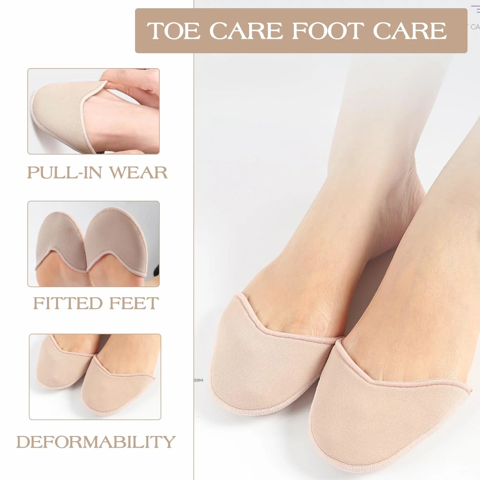 2 Paia Proteggi Dita Piedi,Cuscinetti per Dita dei Piedi per Scarpe da Punta,Copri Punta in Tessuto per Scarpe,Cuscinetti Morbidi per Donne e Ragazze