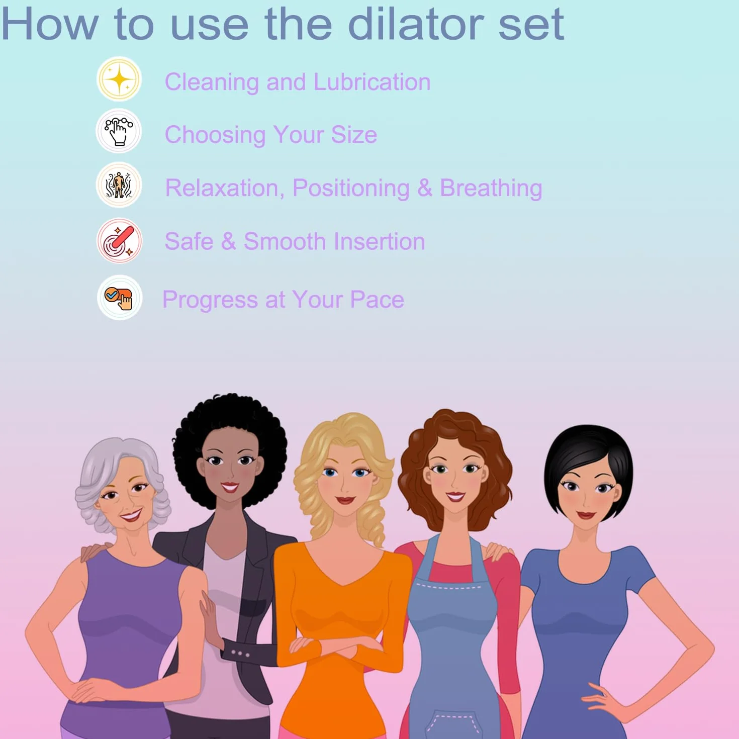 Dilatatori per Pavimento Pelvico Donna, Allenatore Muscolare Progressivo, 5 Pezzi a Colori Pastello, Design Curvo ad Anello