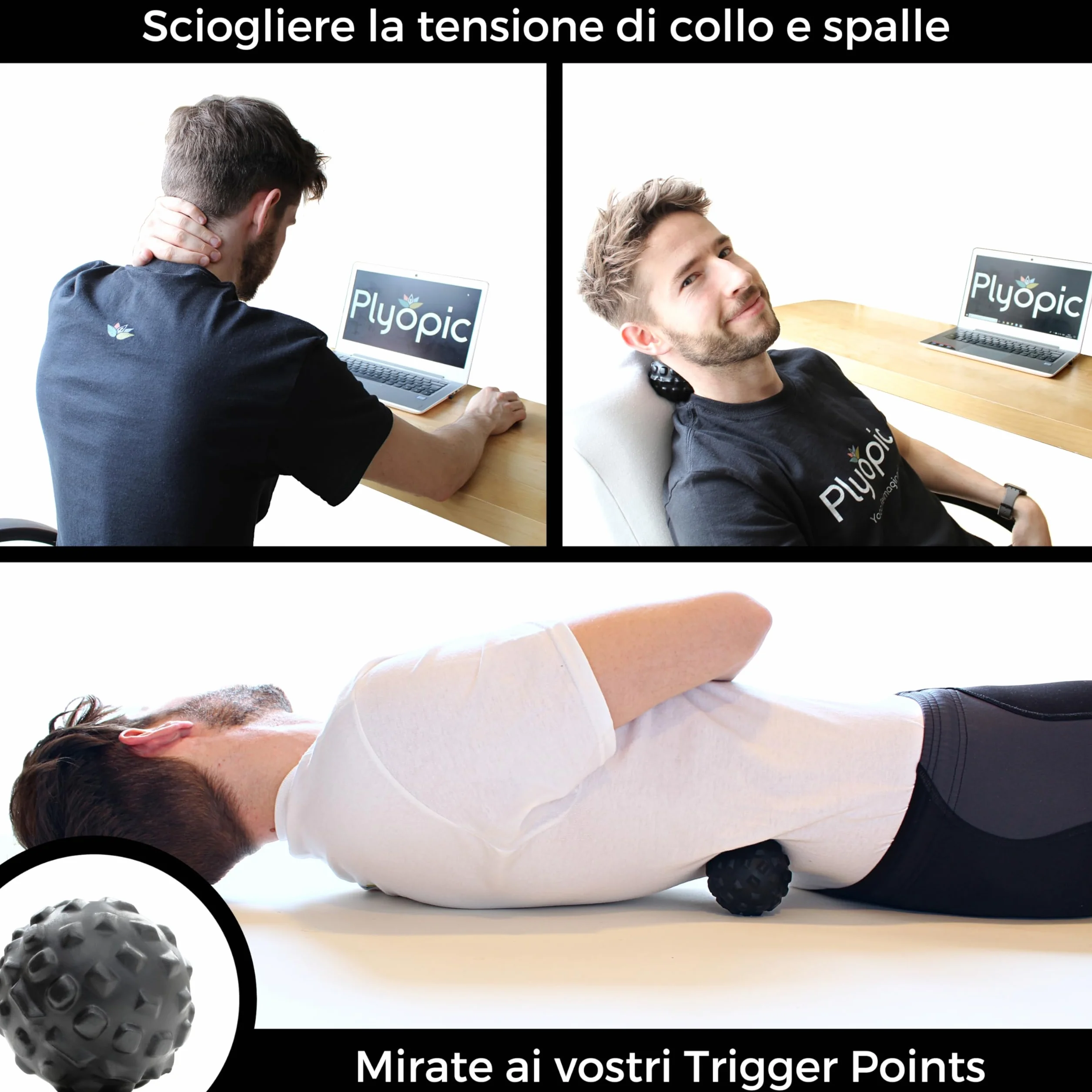 Plyopic Palline da Massaggio (Set di Massage Balls) | Sfere Massaggianti Muscolari per Automassaggio, Il Rilascio Miofasciale, Trigger Point, Crossfit e la Fascite Plantare