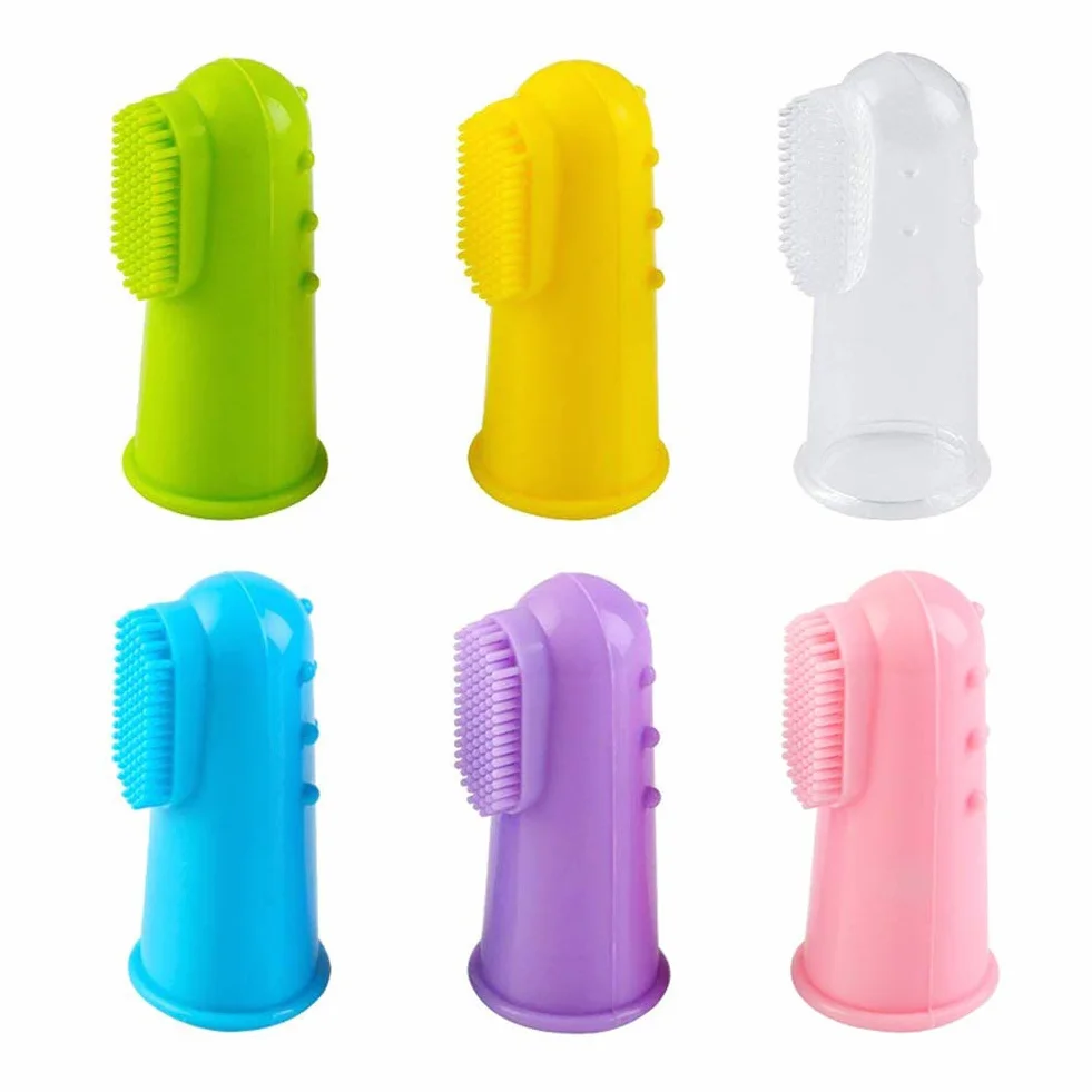 Vicloon Spazzolino da Dito, 6Pcs Spazzolino da Denti in Gomma, Spazzolini Neonati in Silicone, Multicolore Spazzolino Bambini Sicuro da Denti per Gengive Massaggio Orale con Custodia