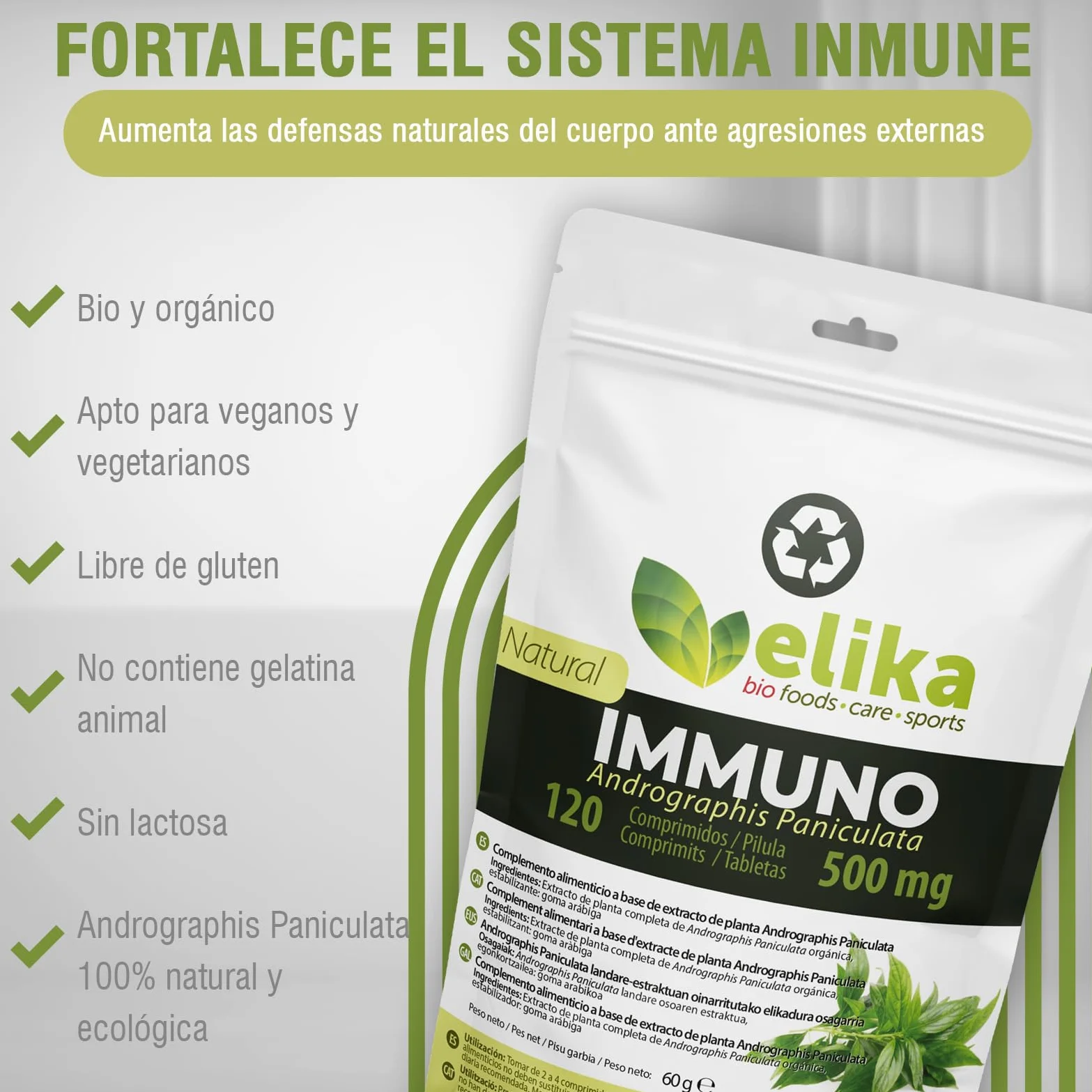 Estratto di Andrographis Paniculata 120 capsule 500mg integratore alimentare vegano senza glutine