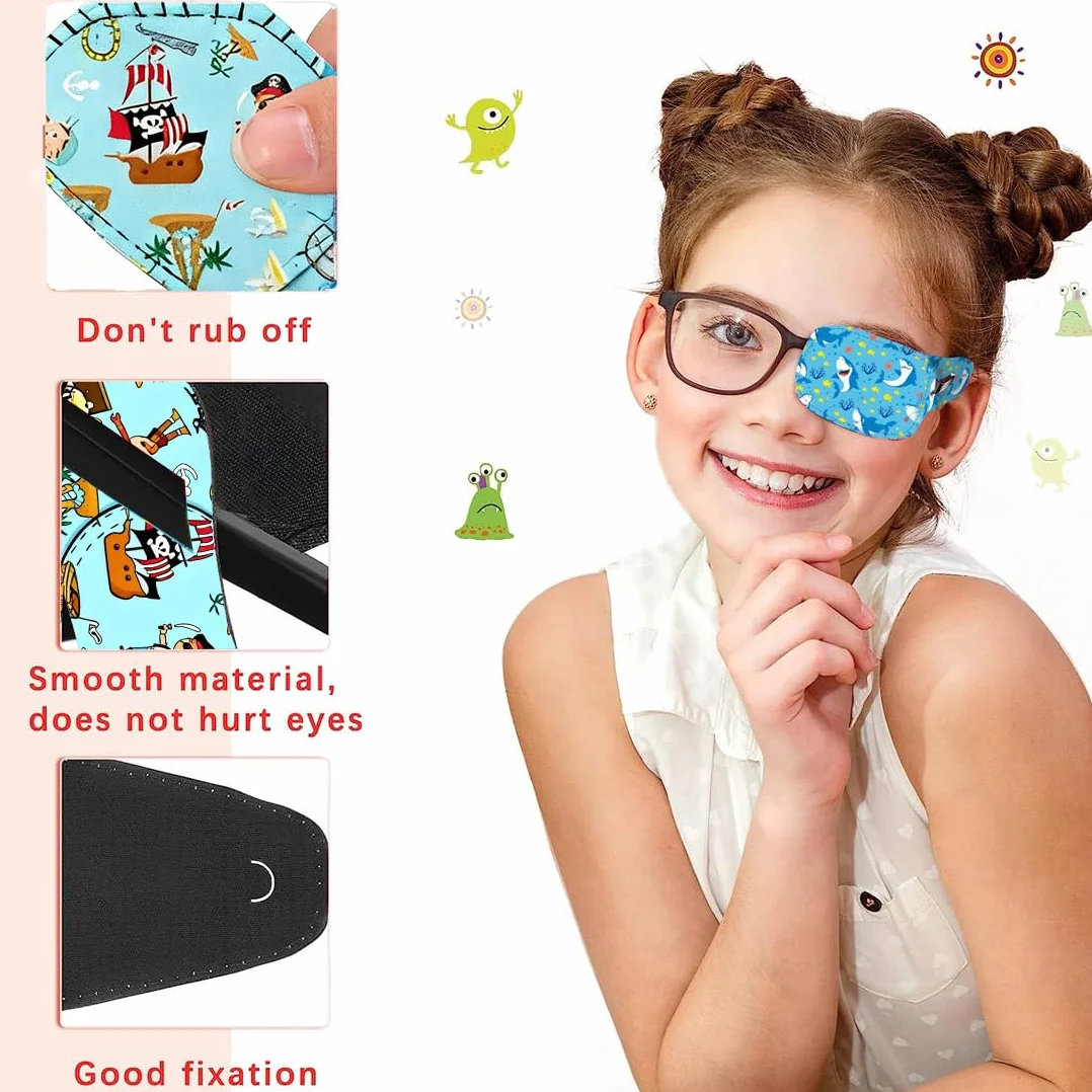 Occhielli Riutilizzabili per Bambini per Trattamento di Occhio Pigro, Amblyopia e Strabismo 10 Pezzi (Cartoni Colorati)