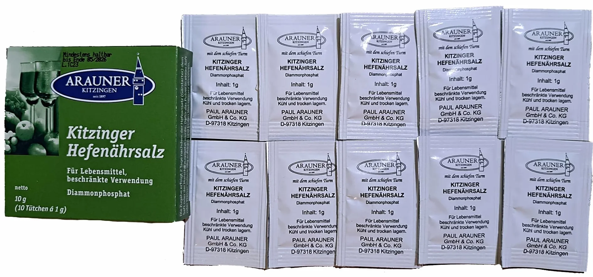 ARAUNER Nutrimento per Lievito 10x1g - per Vino, Birra, Sidro