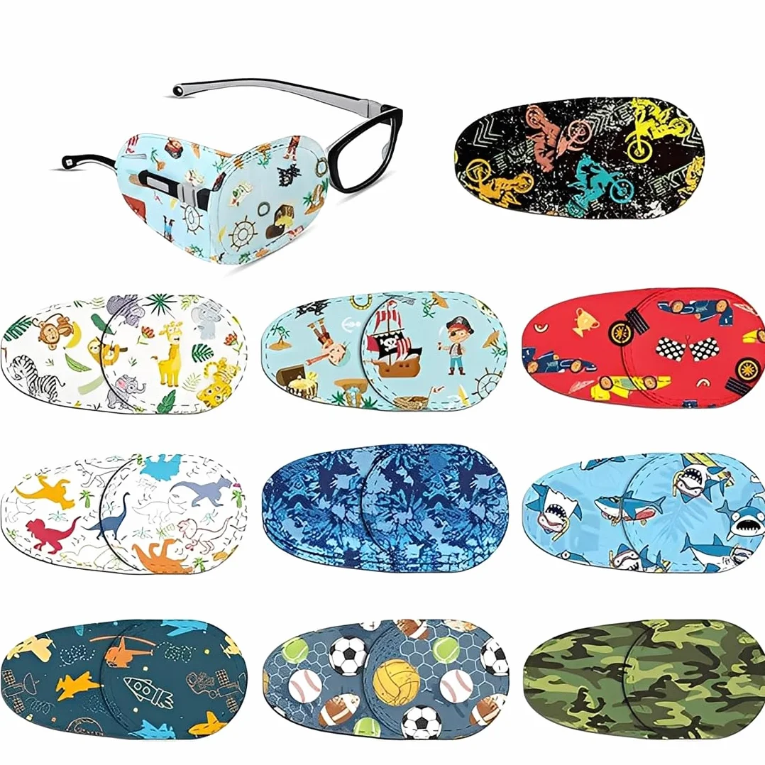Occhielli Riutilizzabili per Bambini per Trattamento di Occhio Pigro, Amblyopia e Strabismo 10 Pezzi (Cartoni Colorati)