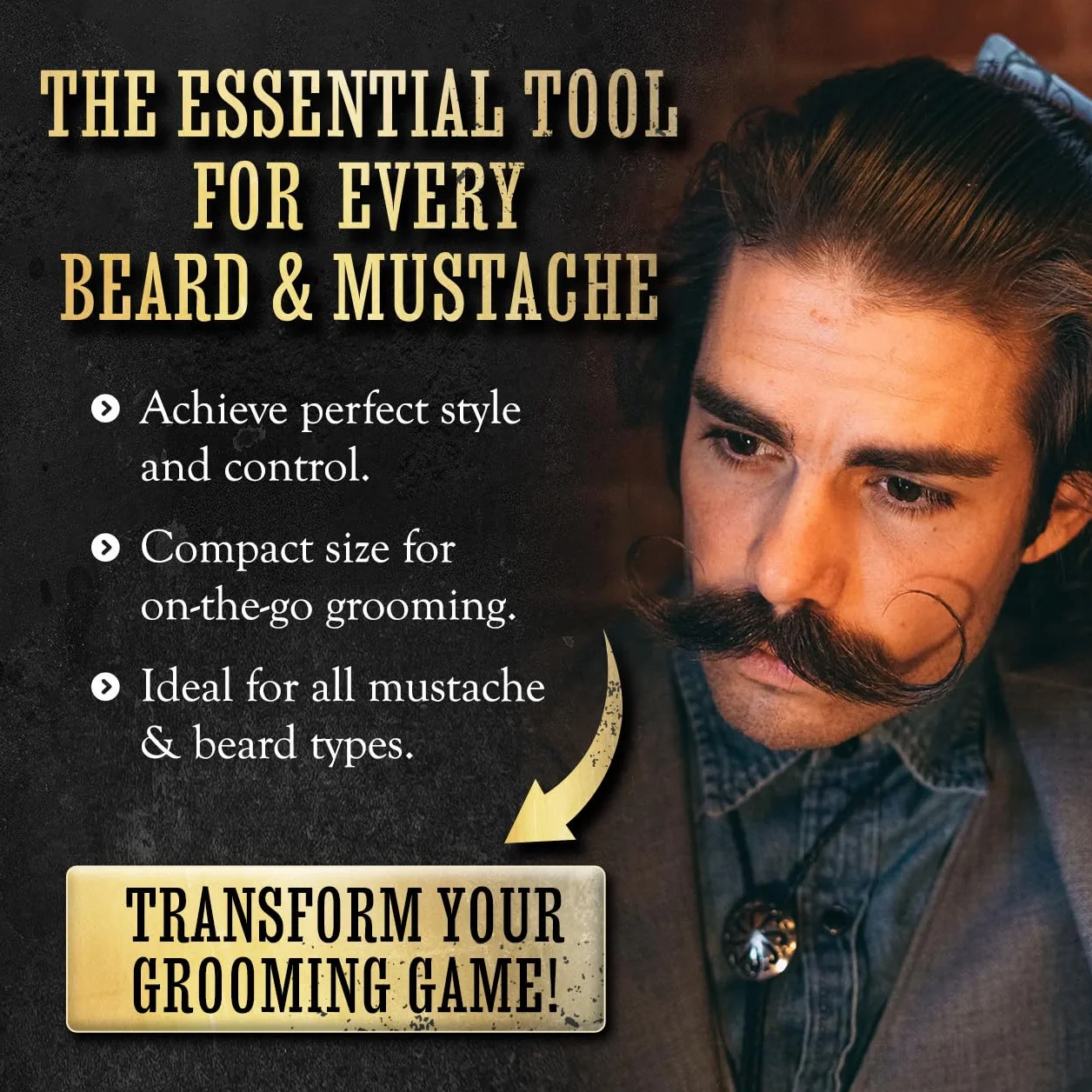 Pettine per baffi e barba in metallo, pettine tascabile a doppia faccia per uomo, denti fini e larghi per uno styling preciso, durevole, compatto, adatto ai viaggi, per la cura dei peli del viso