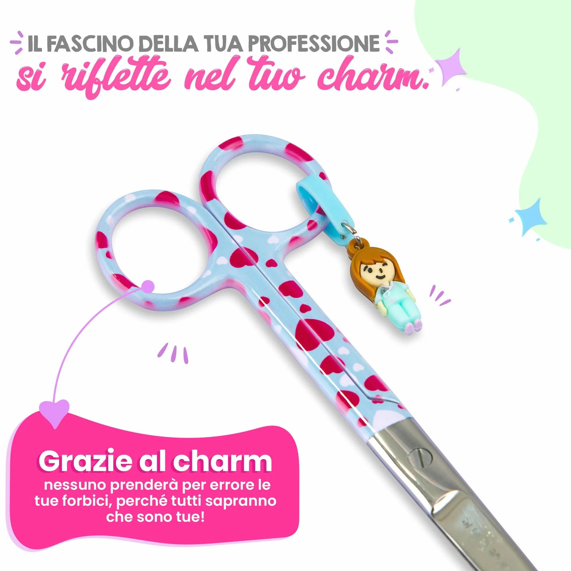 Forbici Punta Arrotondata per Bende Acciaio Inossidabile Pronto Soccorso G Hearts
