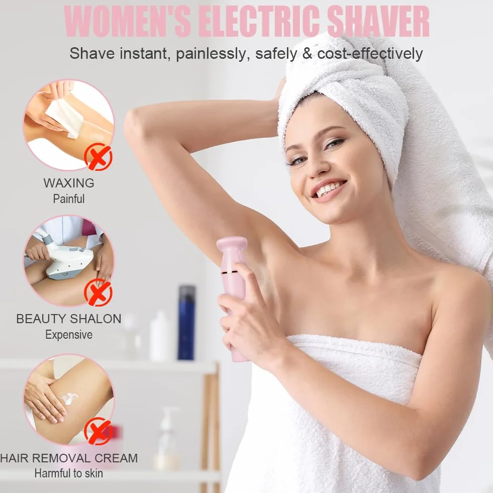 ACWOO Rasoio Elettrico Donna, 4 in 1 Epilatore Senza Fili, Ricaricabile Epilatore viso, Depilatore Multifunzione a Secco e Bagnato per Una Rasatura Delicata e Accurata, Impermeabile