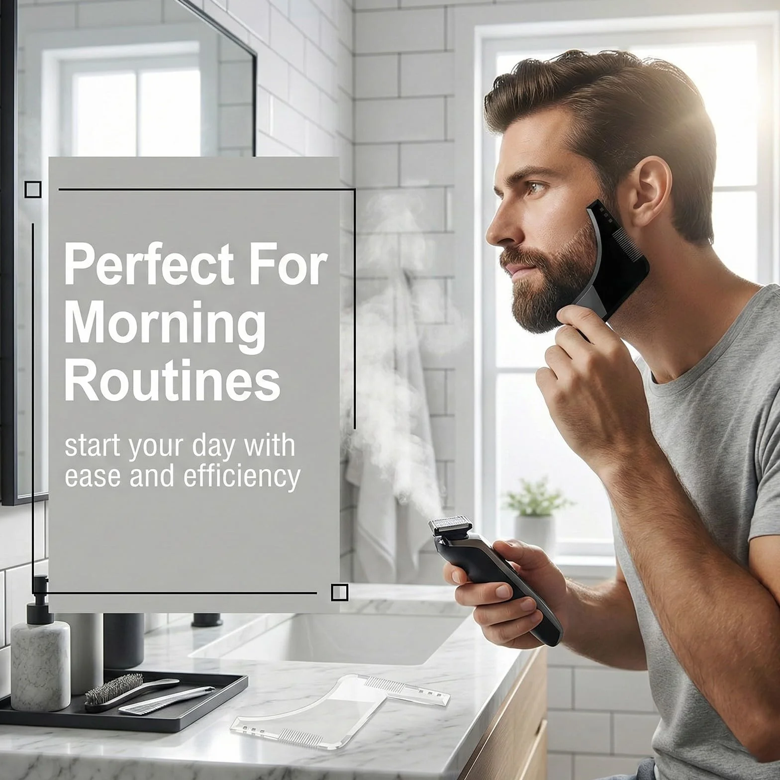 Pettine Barba Uomo Set di 2 Spazzole per Modellare e Scolpire Barbe