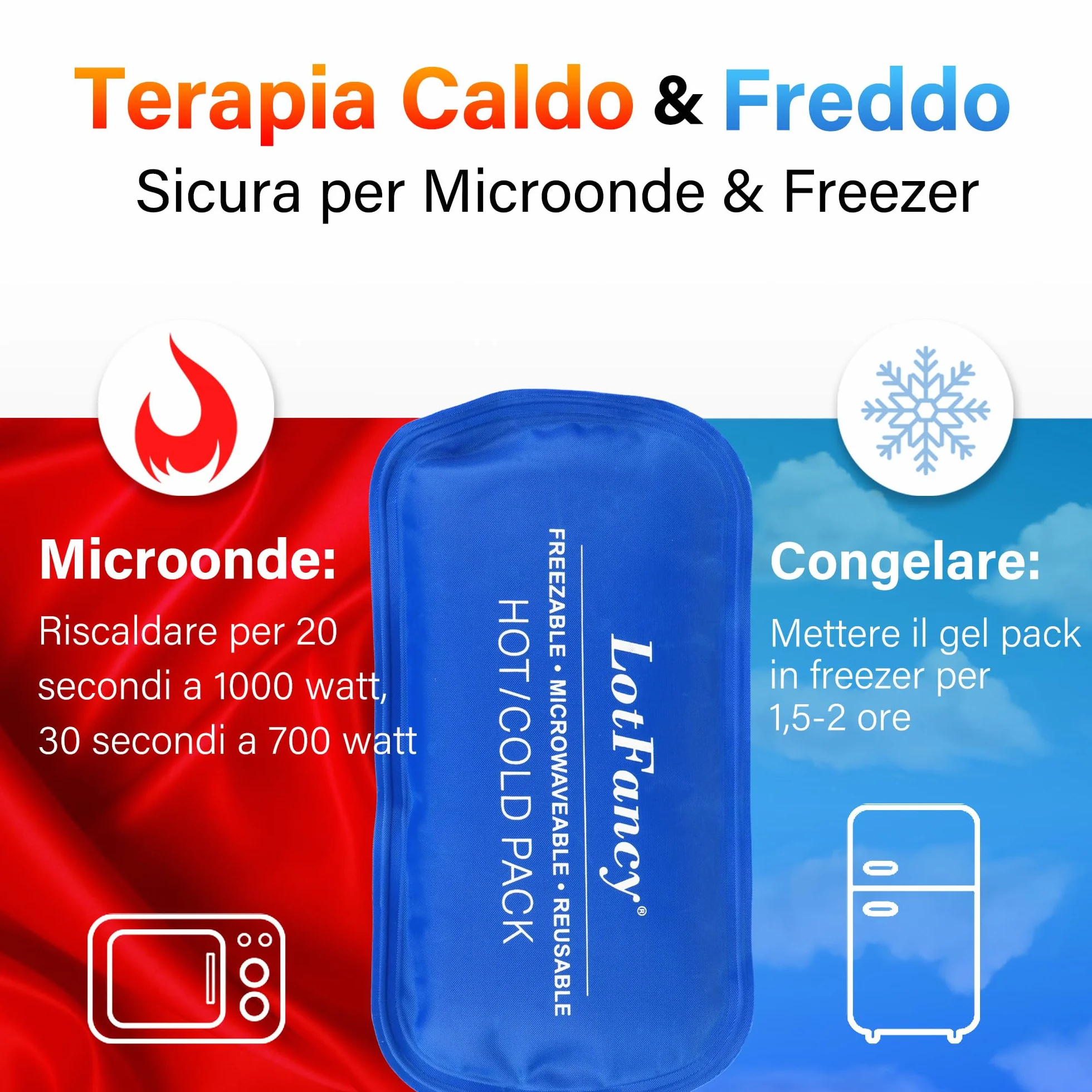 LotFancy Ghiaccio Gel Riutilizzabile, 2 Cuscinetti Gel Caldo Freddo per Gomito, Ginocchio, Collo, Caviglia