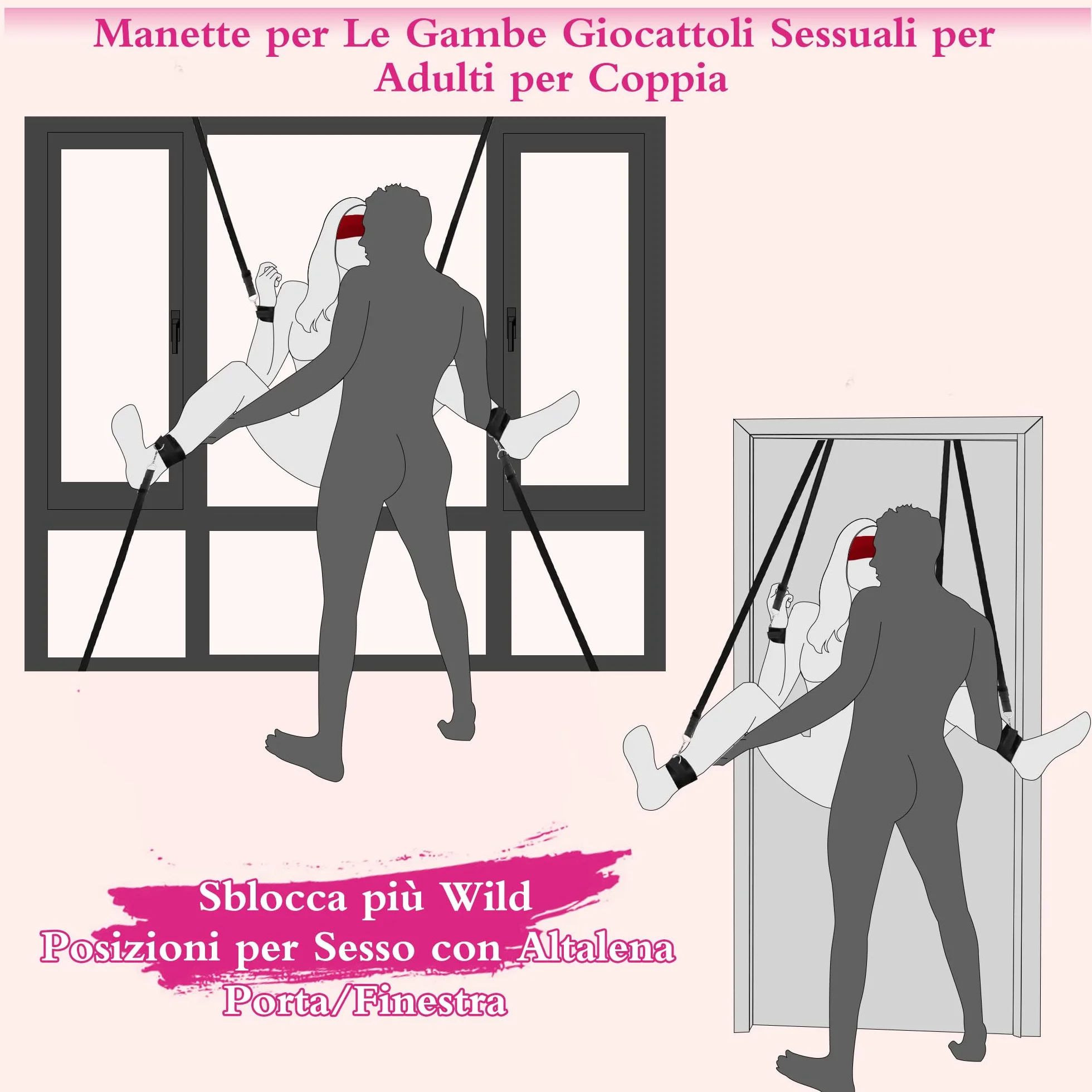 Manette per Coppia Letto Manettes Giochi Erotici Erotiici per Coppie Sexytoysys Donna Coppia Giochi Sessuali Hot per Coppia 6 Kit (Nero)