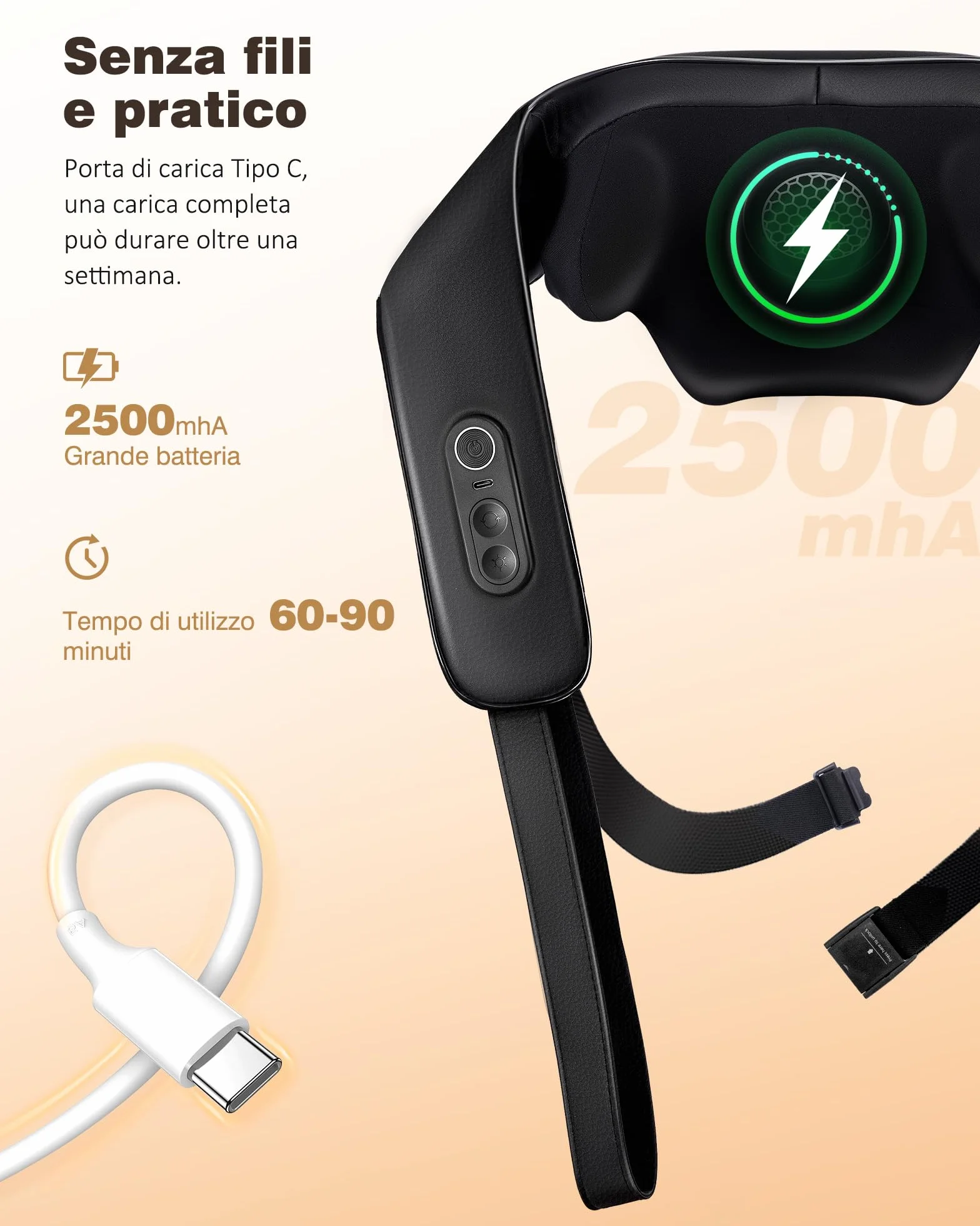 KNQZE® Massaggiatore cervicale senza fili, Massaggiatore schiena e collo ricaricabile, Massaggiatore shiatsu 4D con impastamento profondo, Riscaldamento al grafene potenziato, Regalo festa della mamma