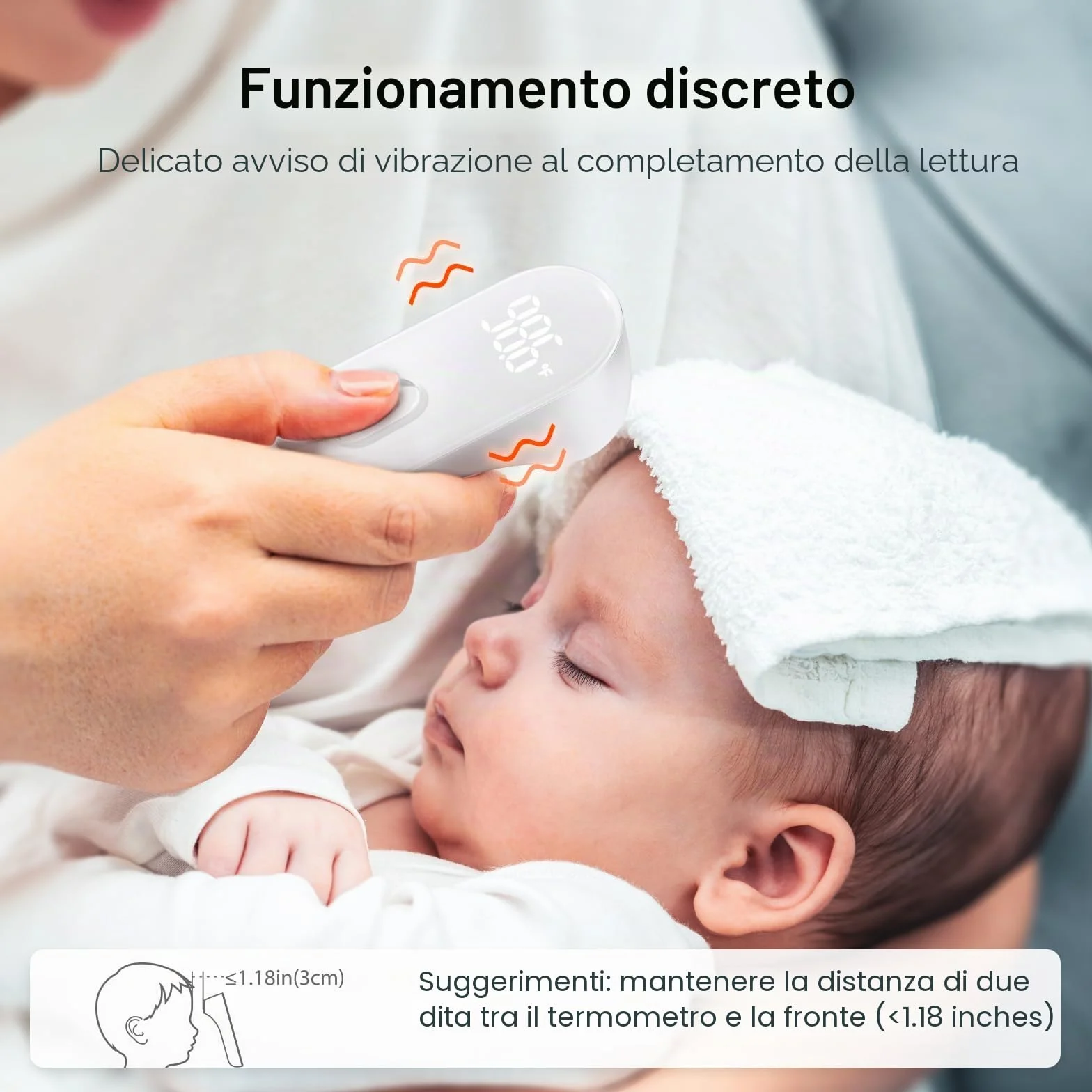 iHealth termometro della fronte a infrarossi digitale senza contatto per adulti e bambini con 3 sensori