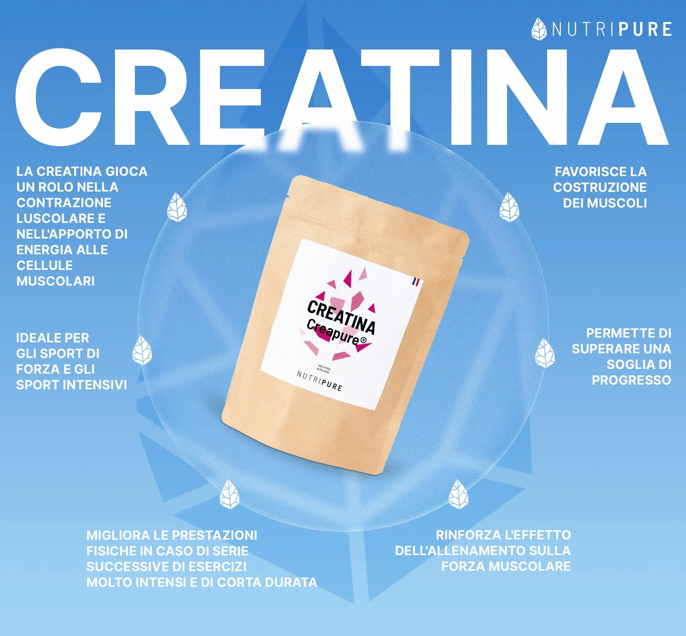 Nutripure | Creatina Monoidrato in Polvere Creapure® 100% Pura | Gusto Neutro | Vegana | Aumento della Forza Muscolare | Ideale per Sport Intensi e per il bodybuilding| 150 g | Prodotto in Germania
