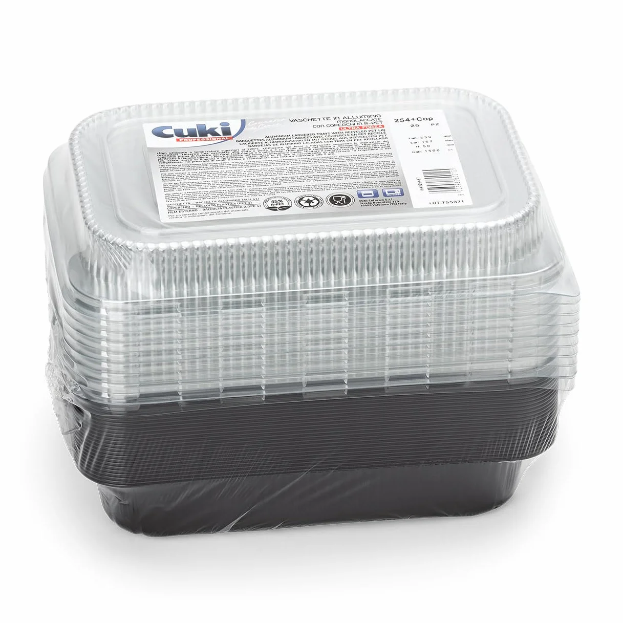 Vaschette alluminio con coperchi ultra-forza 4 porzioni 24x17x5 cm 25 pezzi monouso forno microonde
