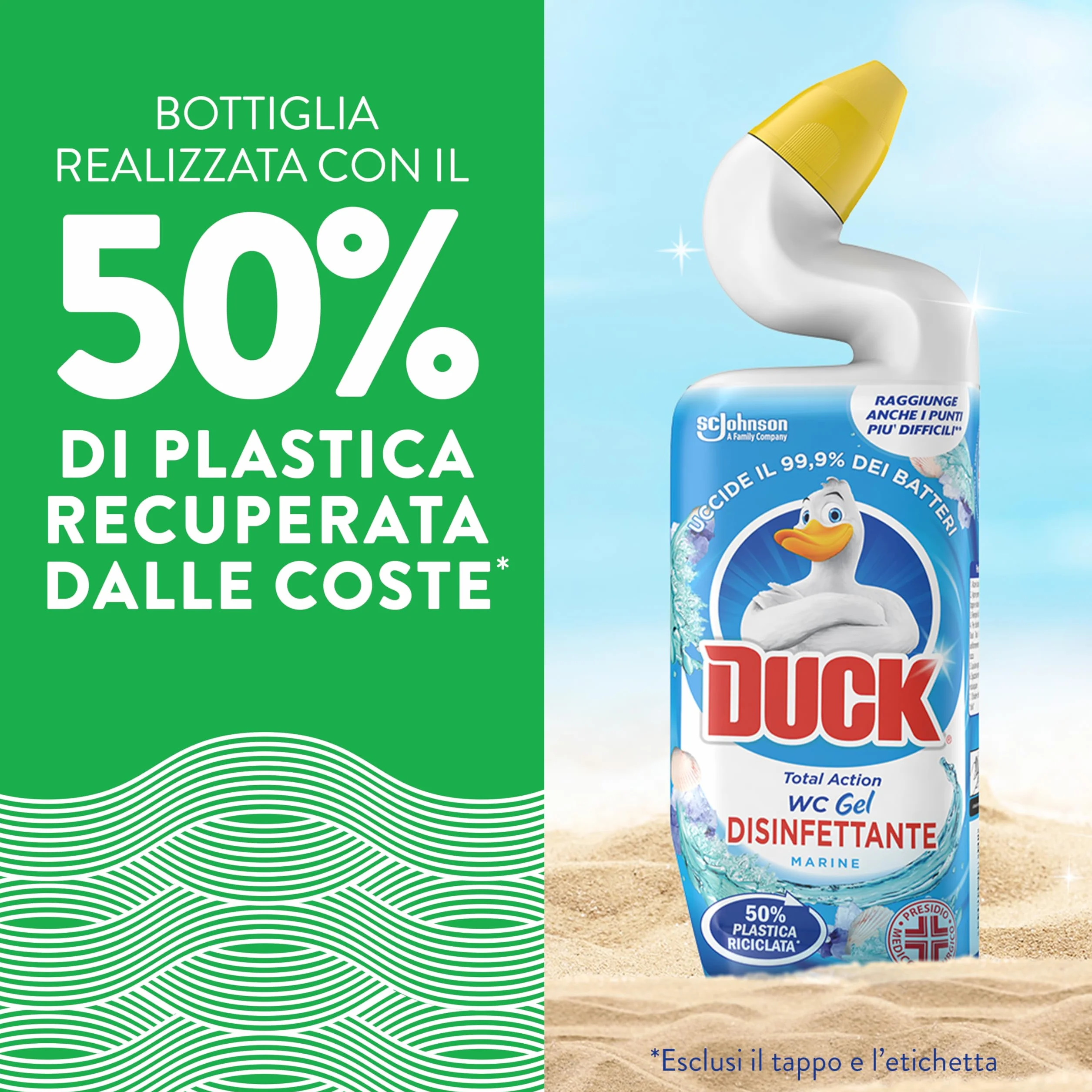 Duck WC Gel Disinfettante - Liquido per WC, Uccide fino al 99,9% dei batteri, Fragranza Marine, Formato Scorta da 12 pezzi