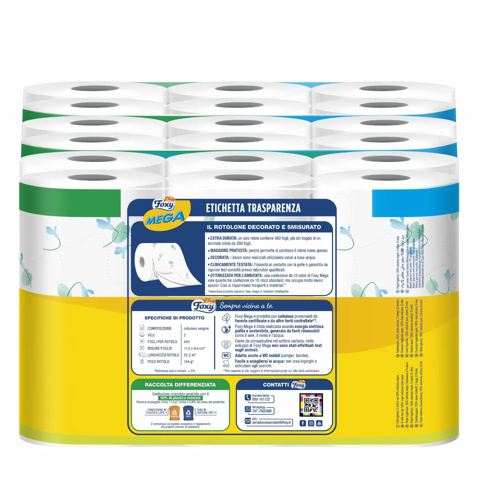 Carta igienica Foxy Mega 36 rotoli 480 strappi decorata