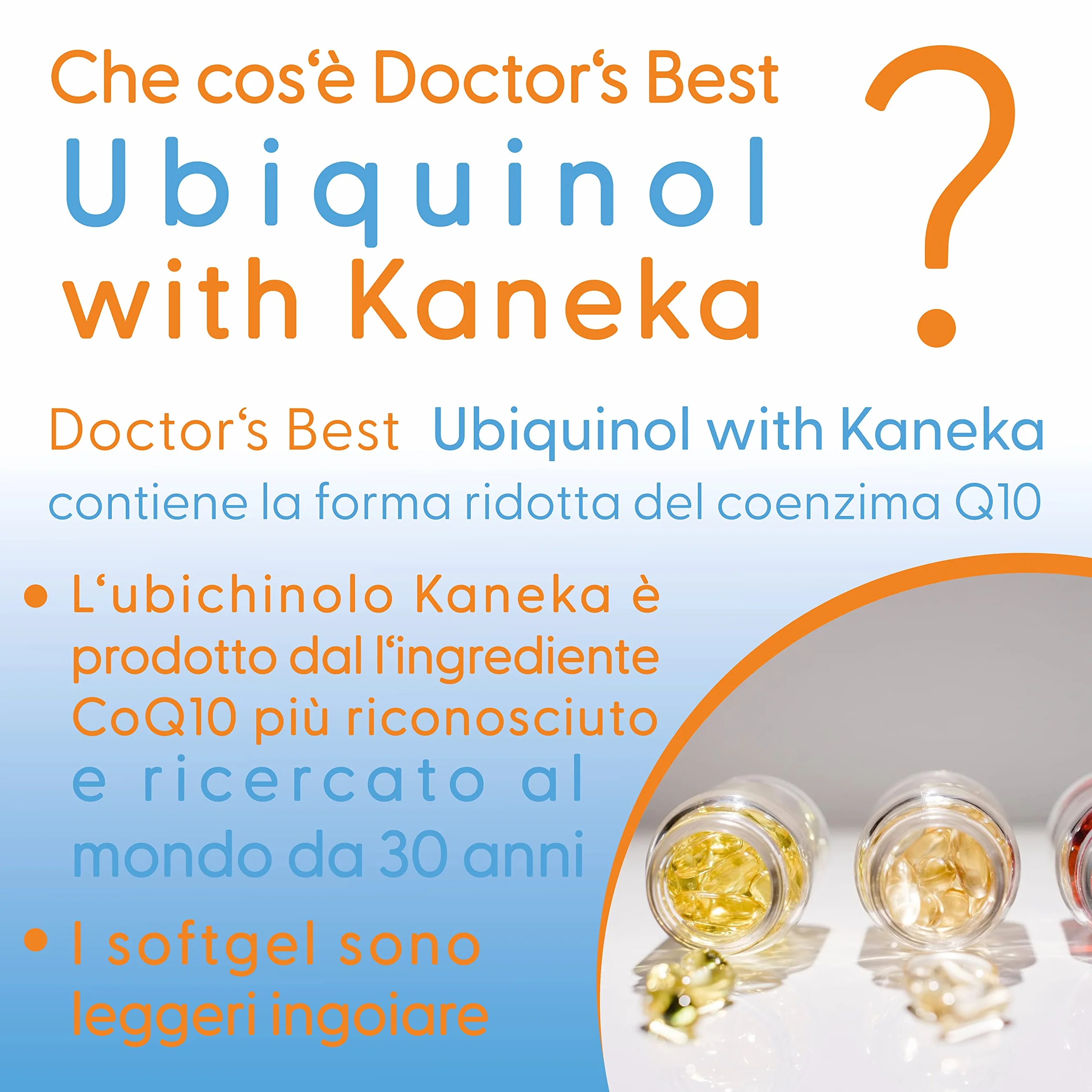 Doctor's Best, Ubiquinol, con Kaneka QH Ubiquinol, 200mg, 30 Capsule morbide, Coenzima Q10, Altamente Dosato, Testato in Laboratorio, Senza Soia, Senza Glutine, non OGM