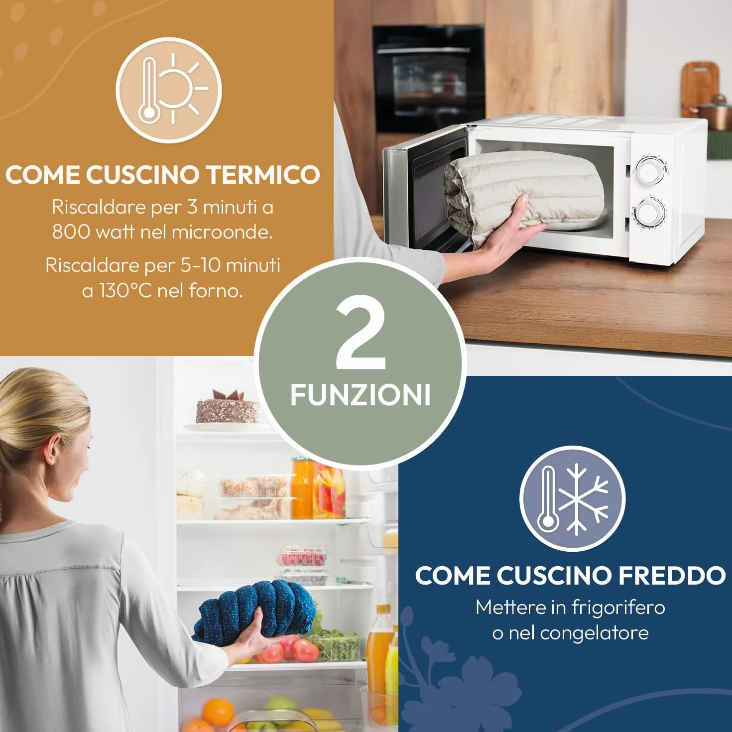 Blumtal cuscino con noccioli di ciliegia riscaldabile per cervicale - cuscino termico noccioli di ciliegio al 100% - scaldacollo da microonde fodera 100% cotone certificata OEKO-TEX - cuscino stampato