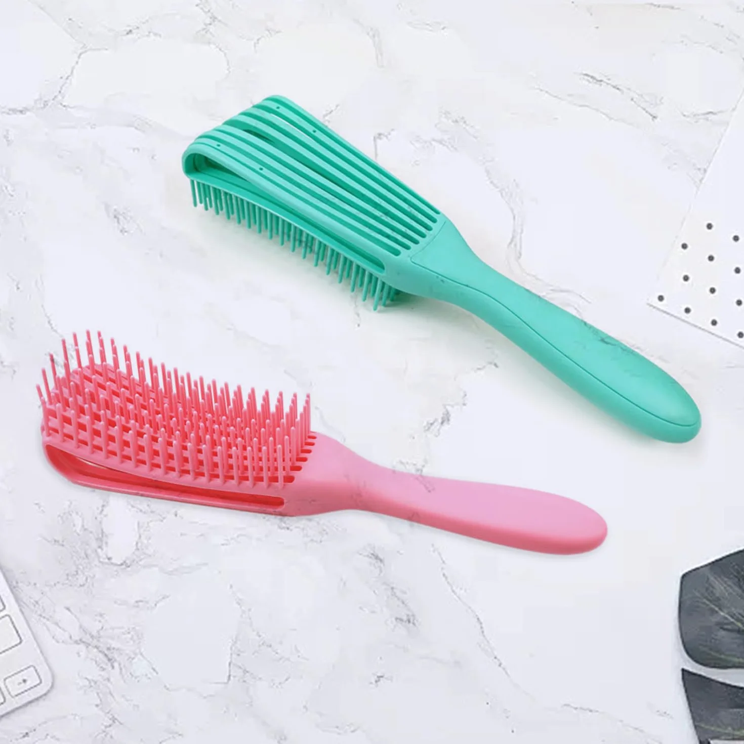 Pettini Per Parrucchieri, Pettine Per Massaggio Polpo, Pettine Per Arricciatura Impermeabile Portatile (Rosa, Verde)