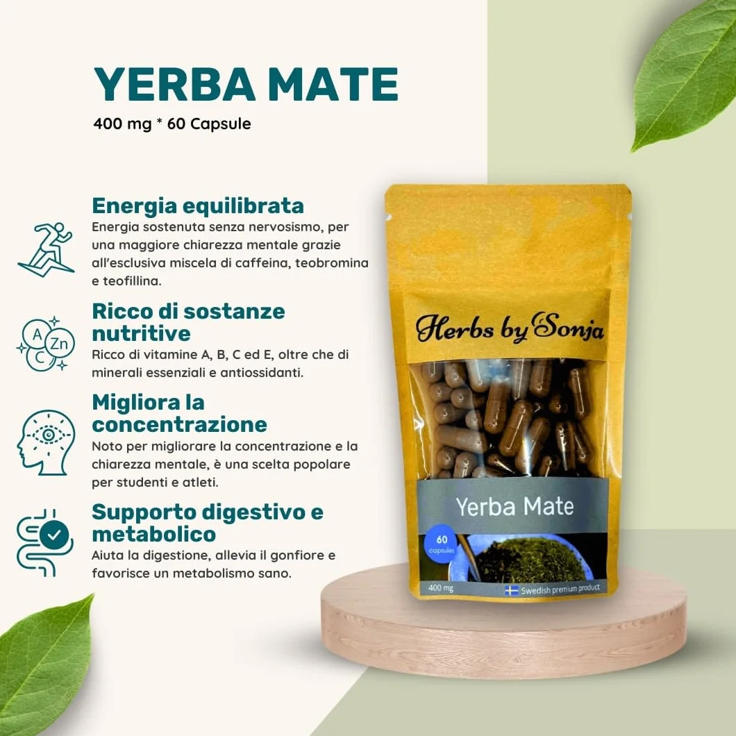Estratto di Yerba Mate 400mg 60 capsule Concentrato 50:1