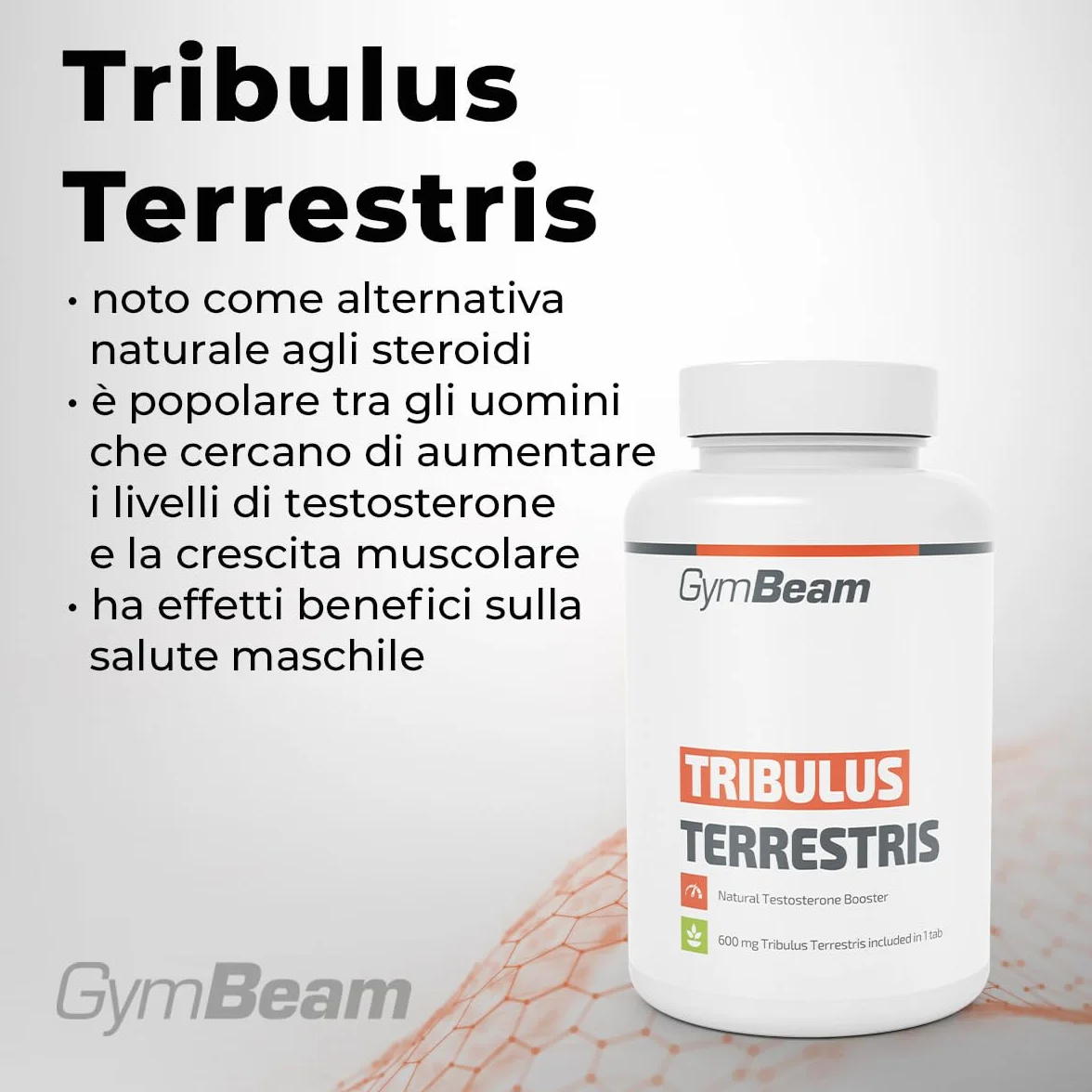 GymBeam Tribulus Terrestris Estratto Potente 1200mg 90% Saponine Steroidee 120 compresse