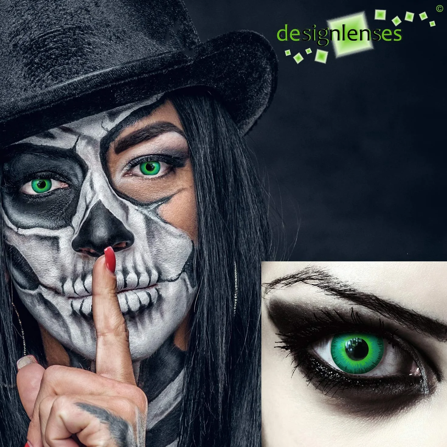 Zielone soczewki kontaktowe Halloween Elf Cosplay Larp + etui