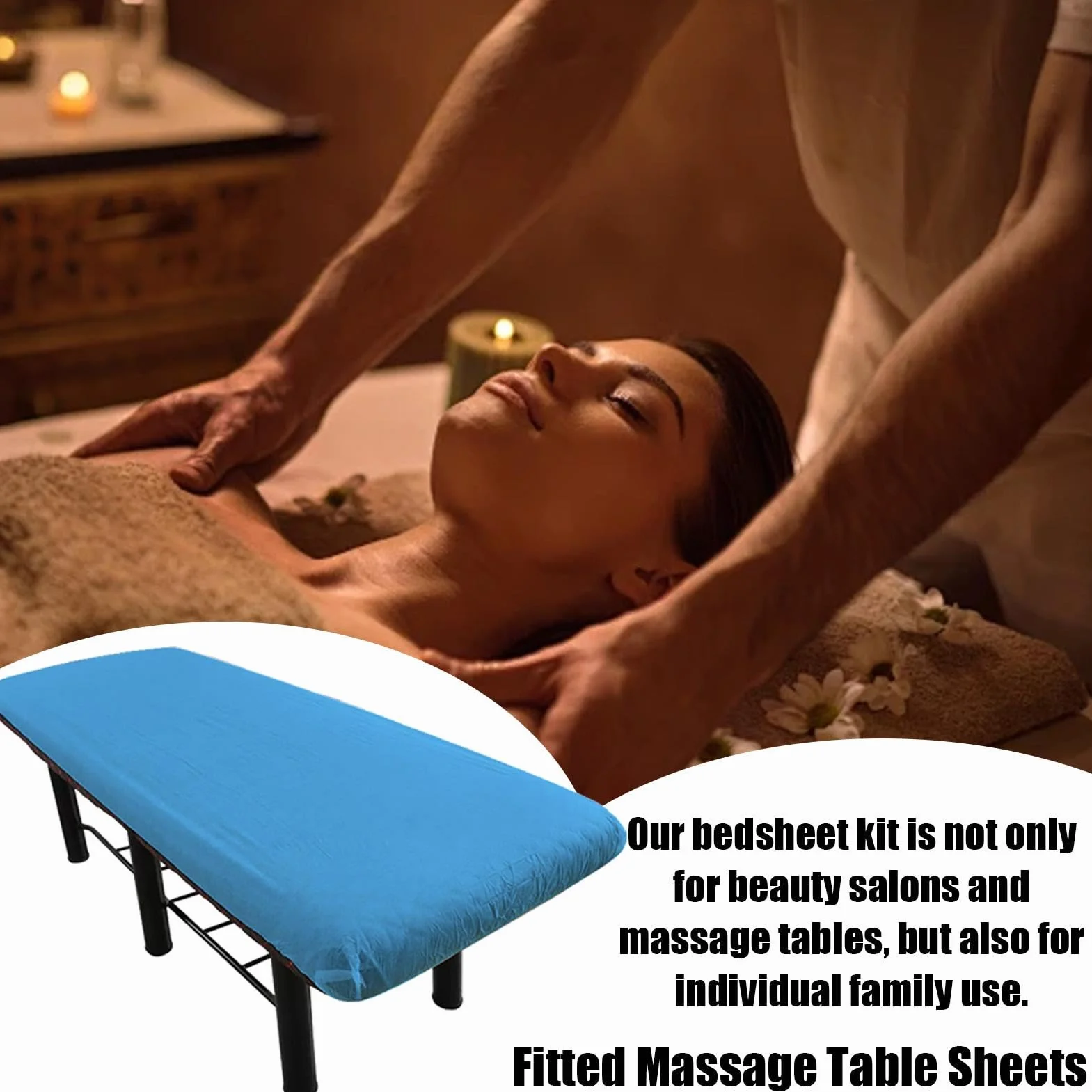 Coprilettino da Massaggio 5X Blu per Spa - Lenzuola con Angoli Morbide per Estetista