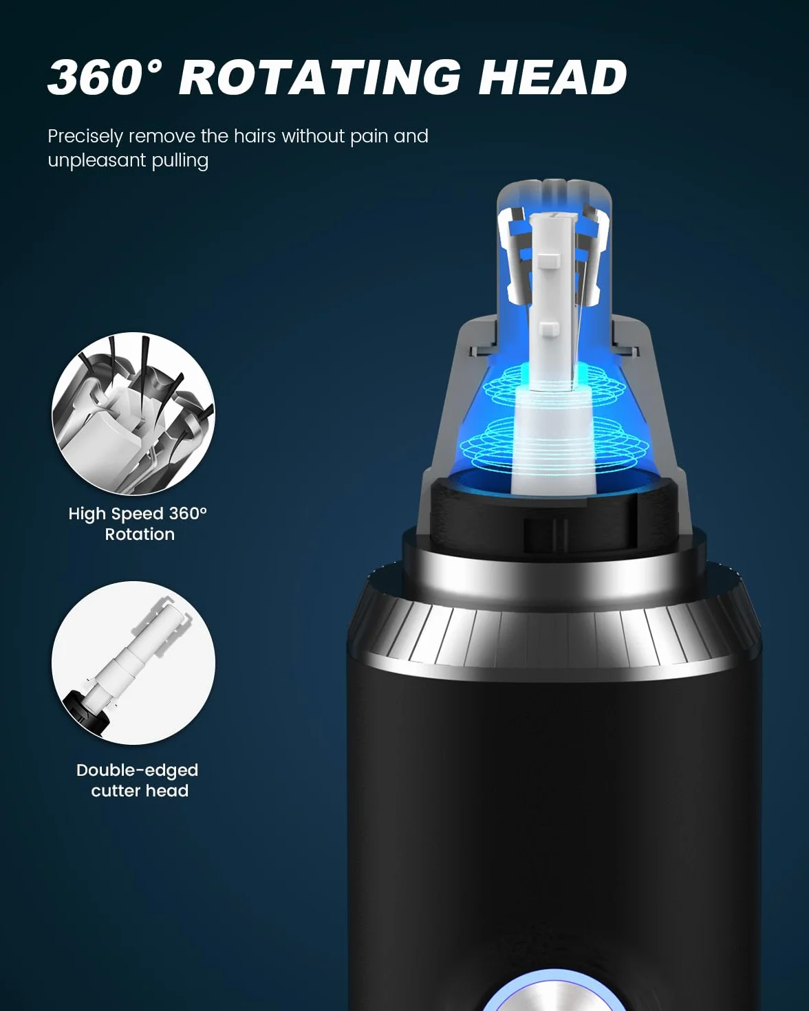 Tagliapeli Display LED Ricaricabile USB Lame a Doppio Taglio Naso Sopracciglia