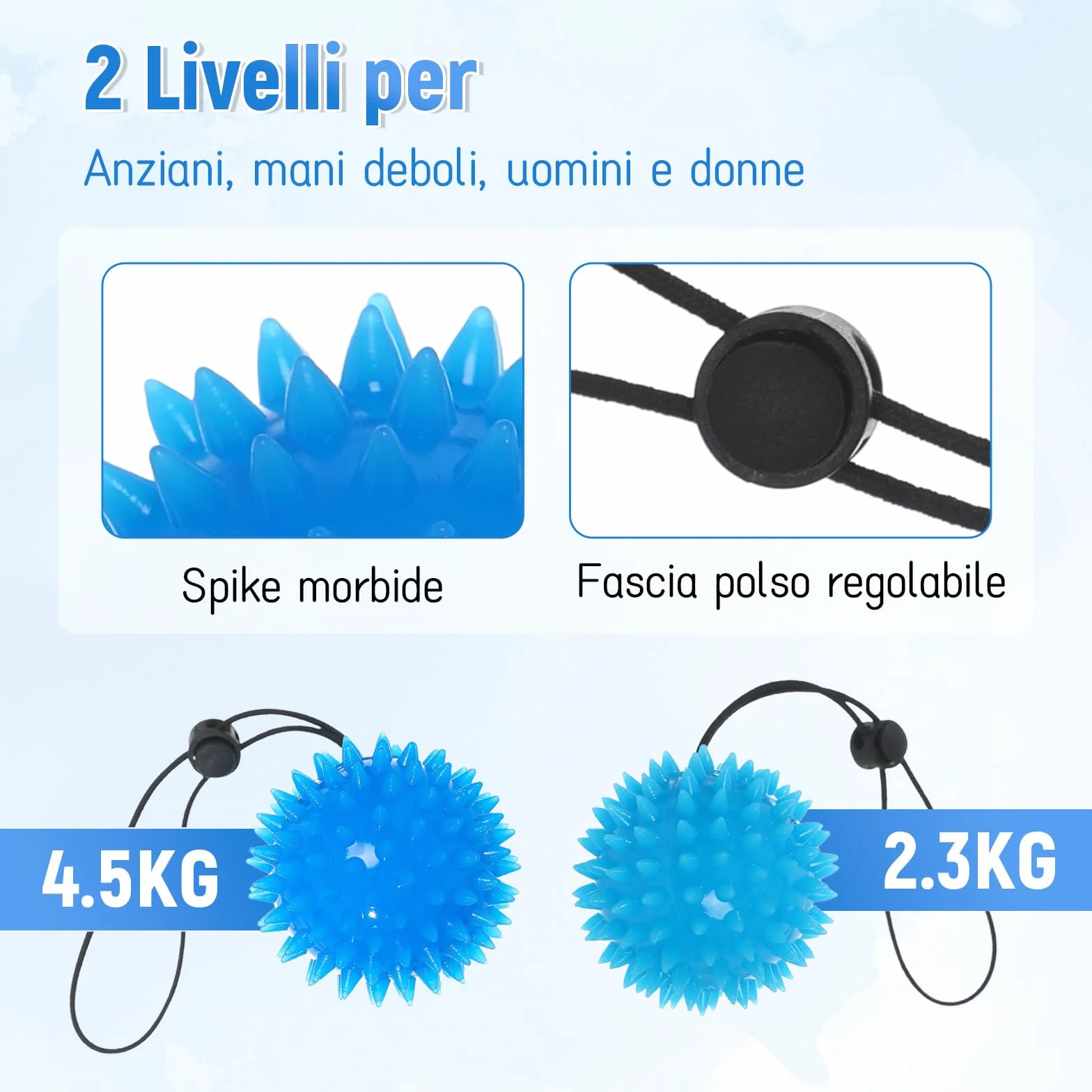 2PCS Pallina Antistress Mano Terapia - due gradi per Mano Massaggio, Riabilitazione Mano