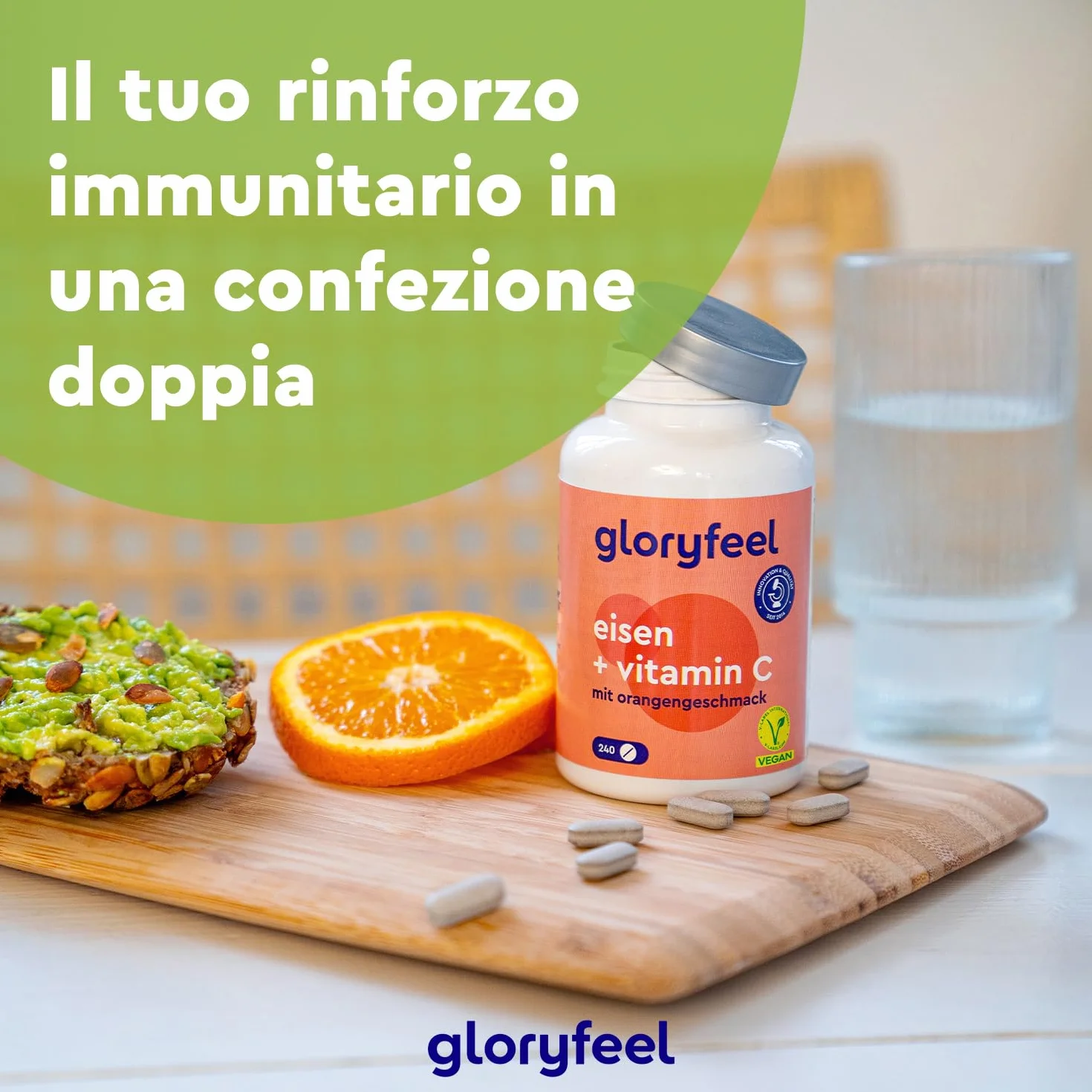 Ferro Integratore 20mg + Vitamina C, 240 Compresse, Eletto PRODOTTO DELL'ANNO 2025, Ferro Integratore per Anemia, Mestruazioni e Stanchezza Fisica, Alta Biodisponibilità, Ricostituente Sangue, Vegan