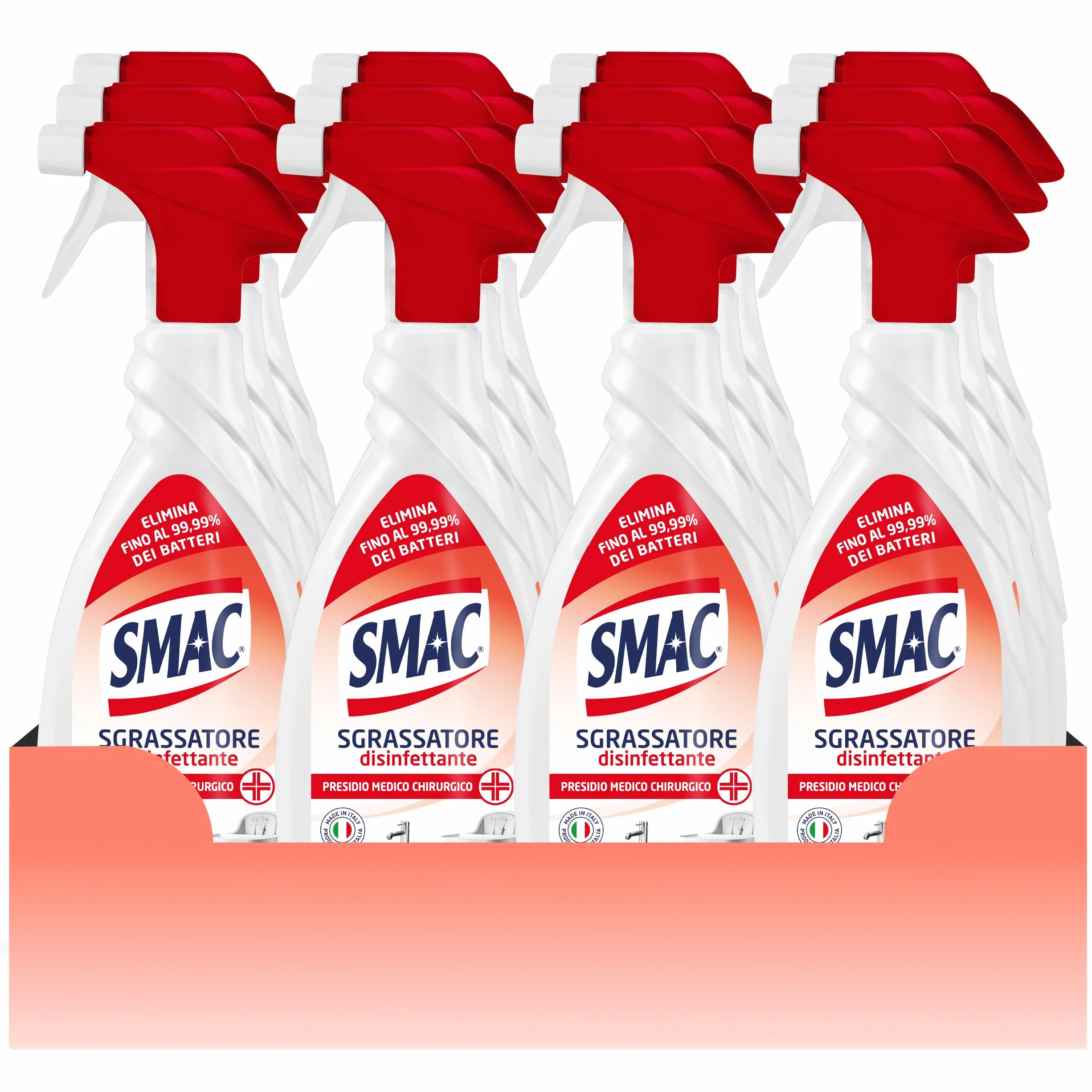 Smac Sgrassatore Disinfettante Spray Multisuperficie 650 ml x 12 Pezzi