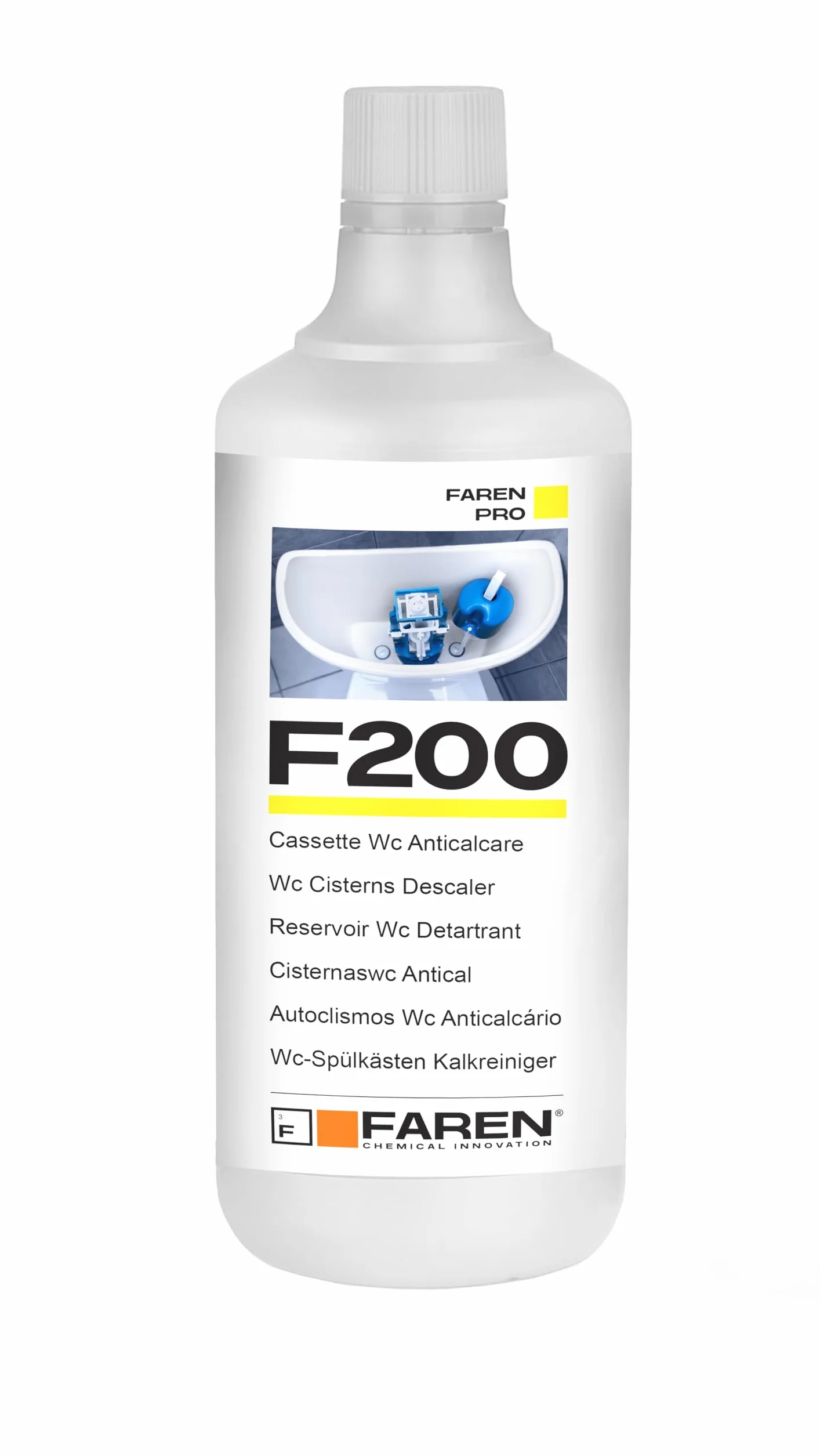 FAREN Disincrostante Anticalcare F200 1L - Elimina Calcare da Cassette Scarico e Serbatoi Water, Sicuro su Plastiche e Gomme