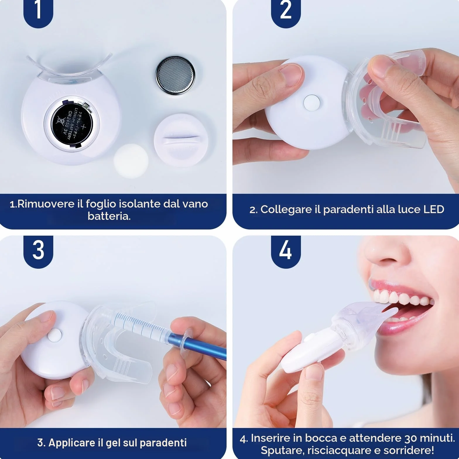 Profesjonalny Kit Sbiancante Denti LED 6 Gel + 2 Desensibilizzanti