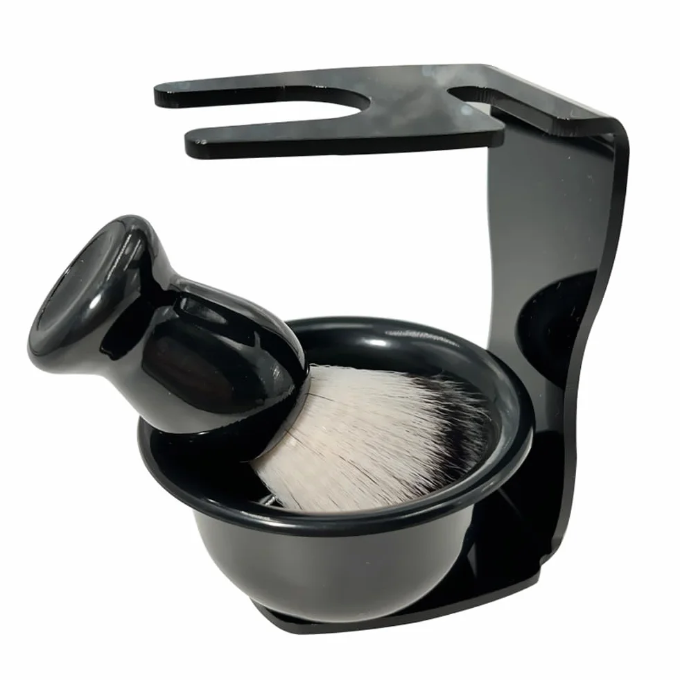 Set di pennelli da barba,Kit da barba 3 in 1 per uomo Spazzola per barba con supporto Porta rasoio e ciotola da barba per i regali della festa del papà
