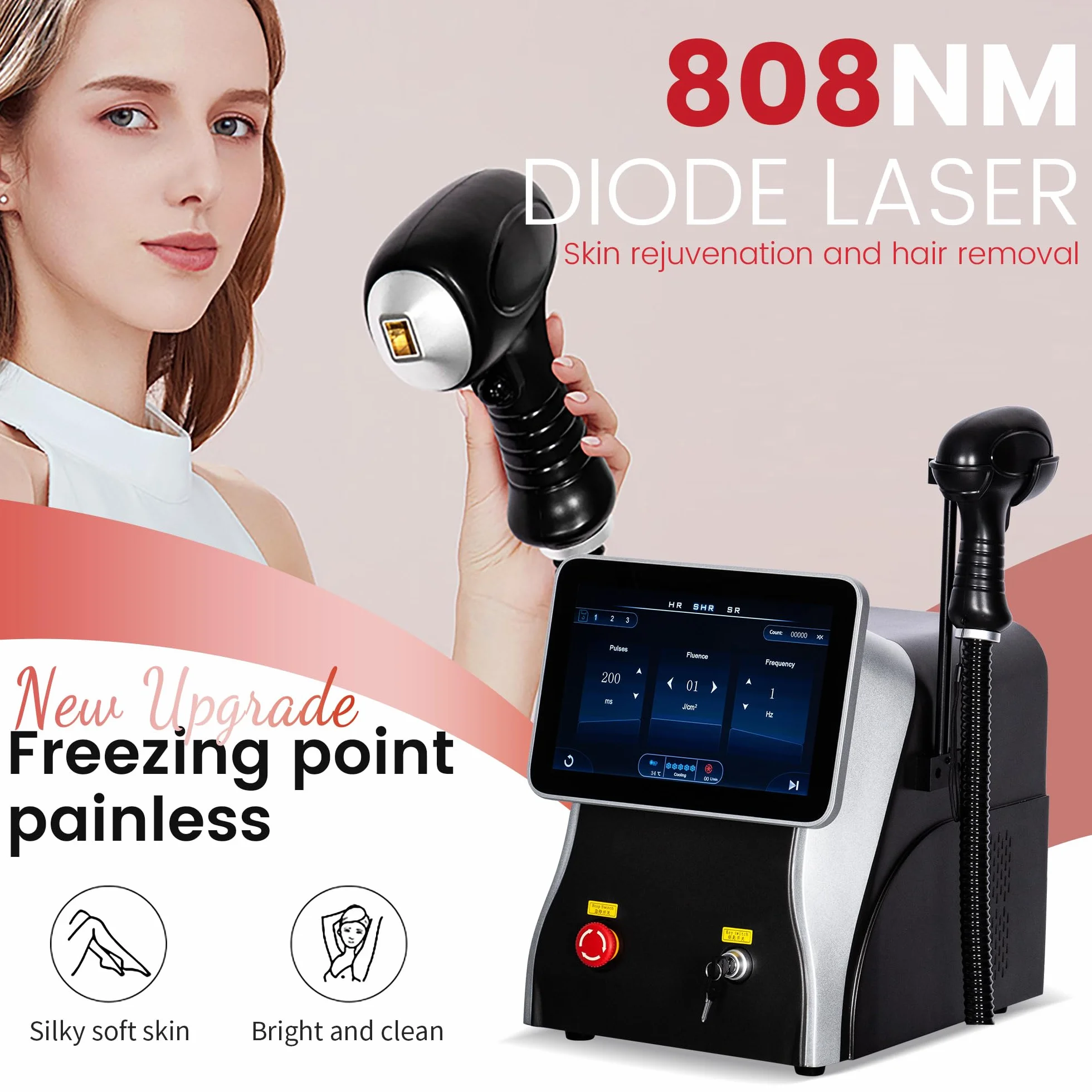 10 Bars, Depilatore Laser a Diodi Indolore 2026, Tecnologia di Raffreddamento Integrata, 3 Lunghezze d'Onda (808nm/755nm/1064nm), Per Viso e Corpo, Ideale per Uso Domestico e Spa