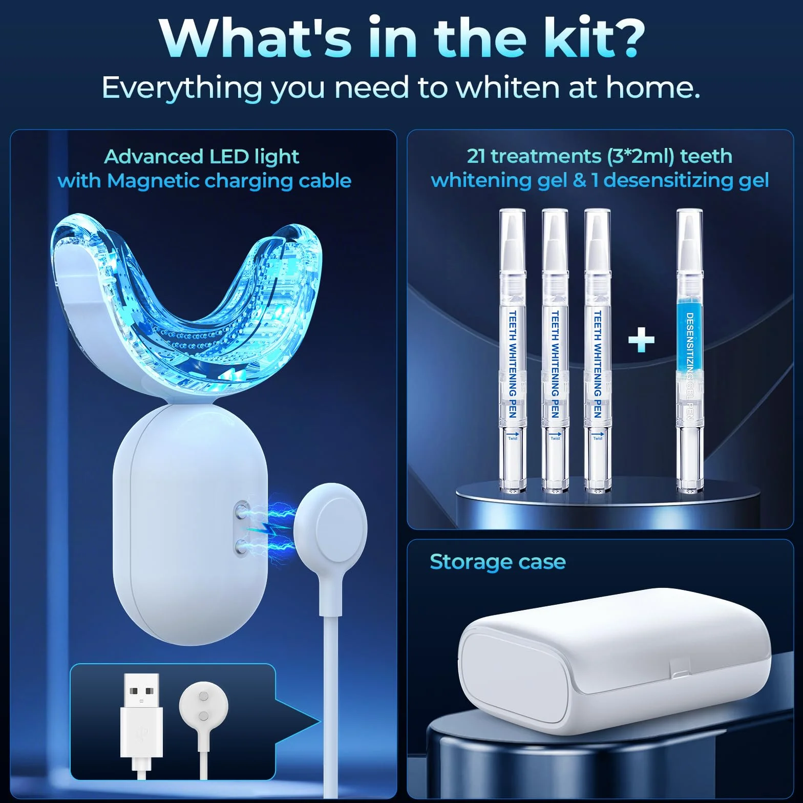 Kit Sbiancante Denti Professionale Sbiancamento Denti - TeethBliss kit sbiancante denti con Lampada LED 32X Elimina le Macchie 3 Gel Sbiancante Denti Sicuro per lo Smalto