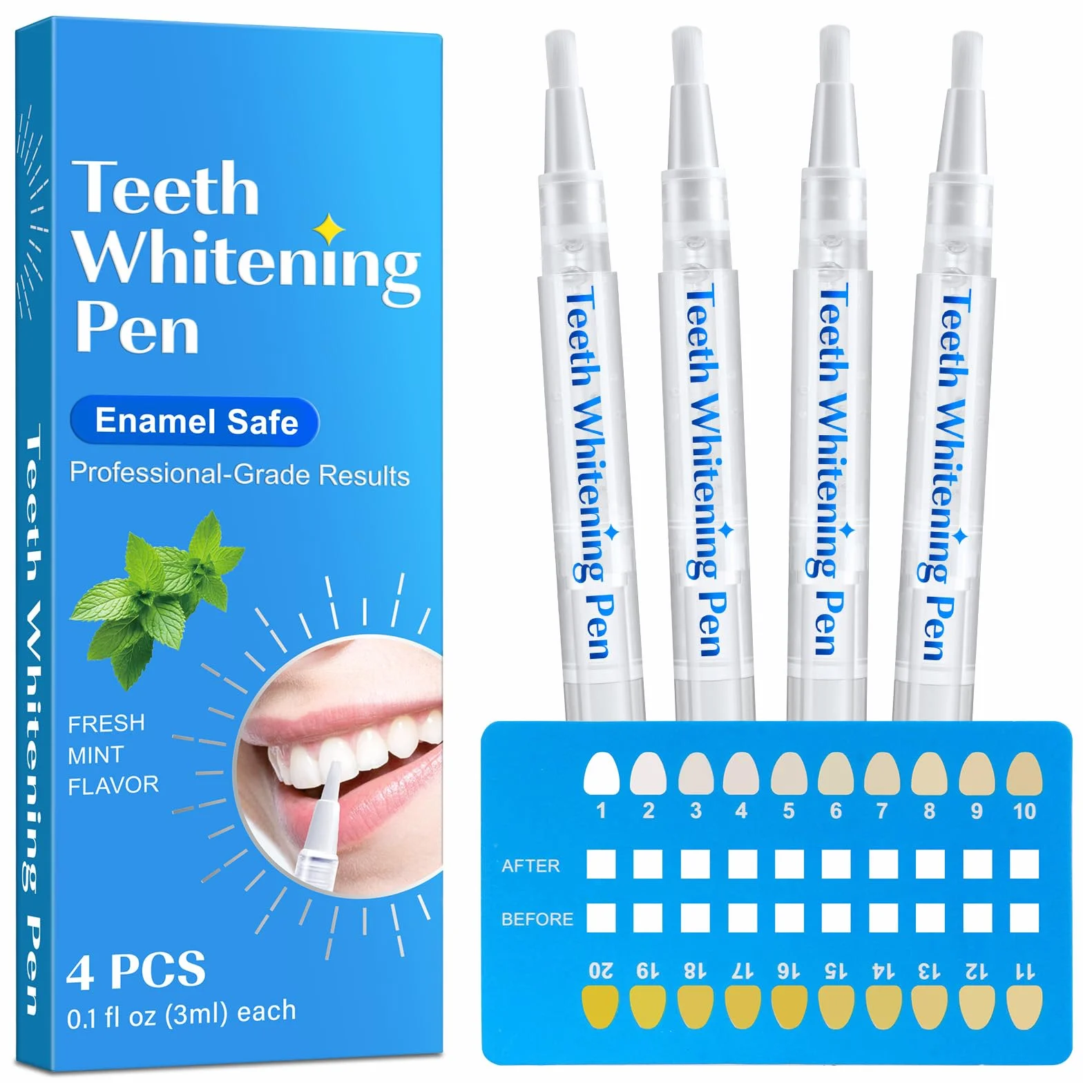 Penna Sbiancante Dei Denti 4-Pack, Gel Sbiancante Dei Denti - Veloce, Delicato, Sicuro Per Smalto, Naturale