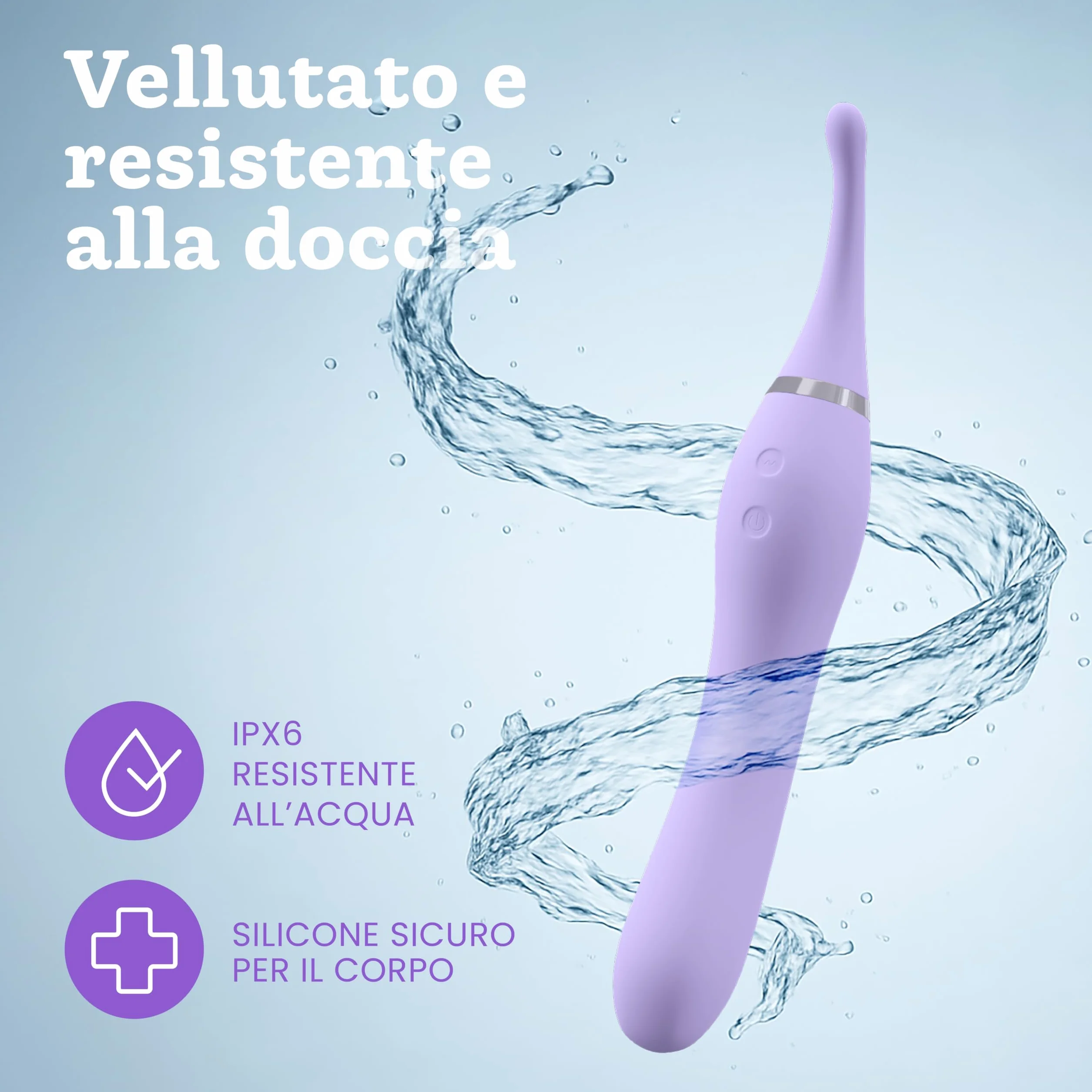 Vibratore Clitorideo con Coda Vibrante di Oliver James – 10 Modalità di Piacere, Wand in Silicone Resistente all’Acqua per Donna, Sex Toy Ricaricabile USB (Lilla Pastello)