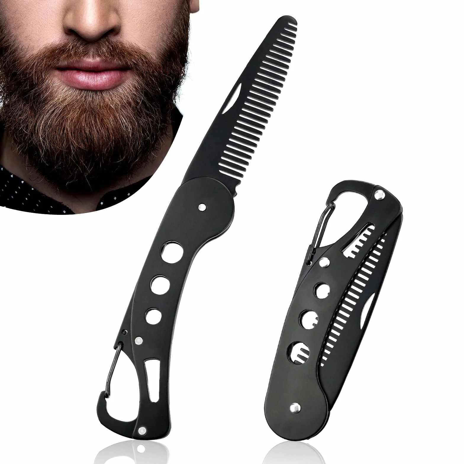 Pettine da barba pieghevole in acciaio inossidabile antistatico 9,5 cm