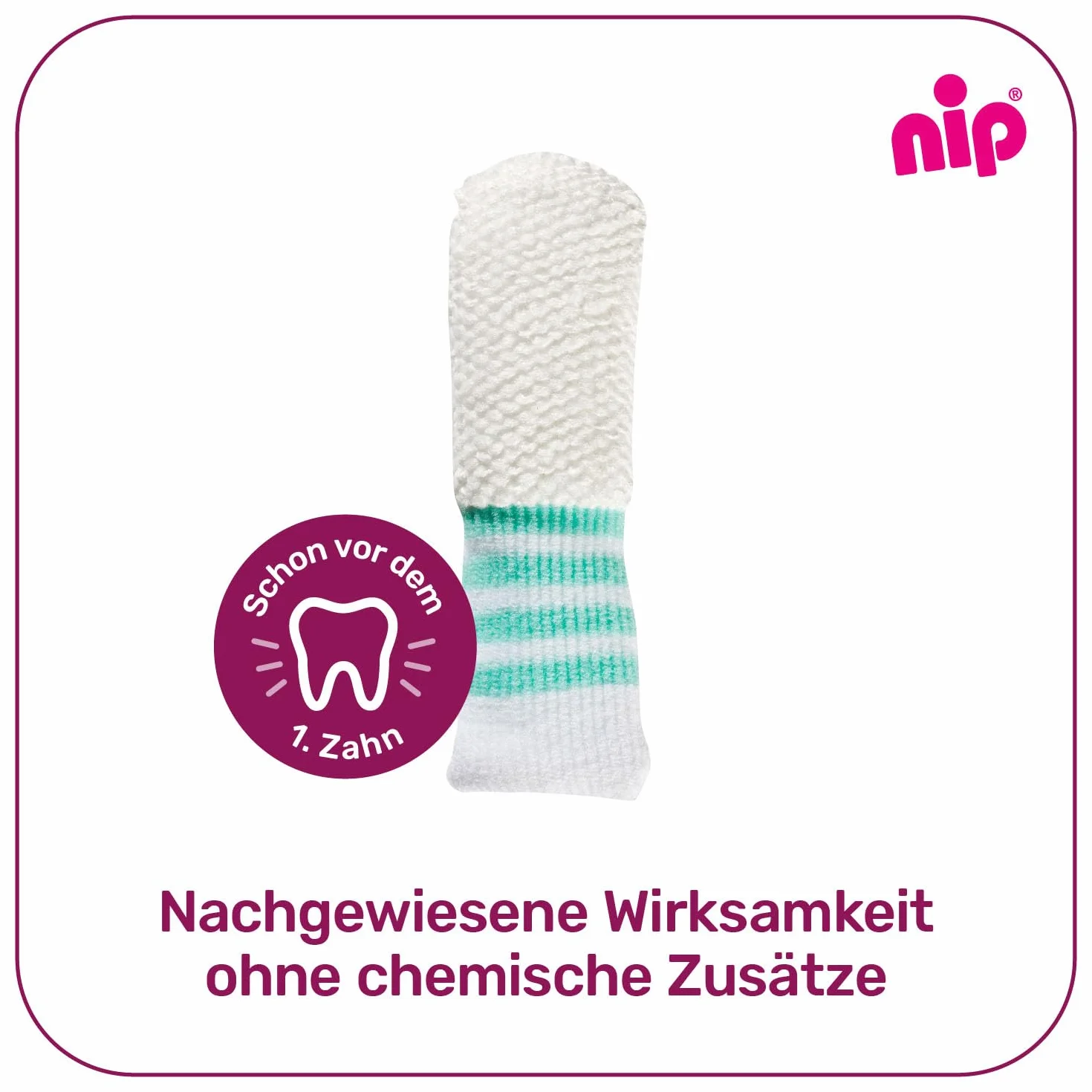 nip - Dita per la cura orale | a partire da 0 mesi | Confezione da 2 pezzi | Spazzolino da denti delicato e morbido per la pulizia e il massaggio di gengive, lingua e primi denti | antibatterico