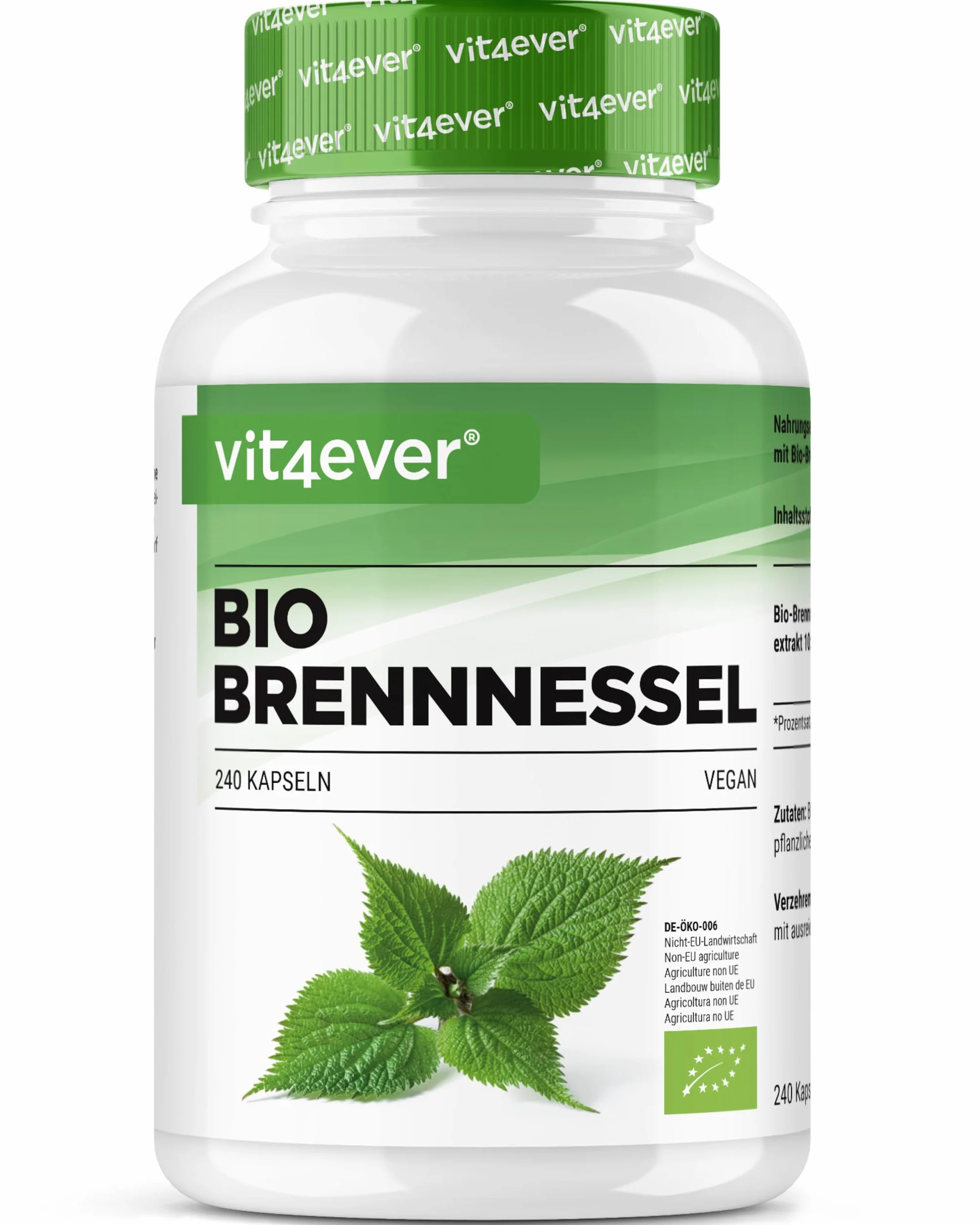 Ortica biologica 240 capsule 1000 mg per dose giornaliera Estratto 10:1 Vegan