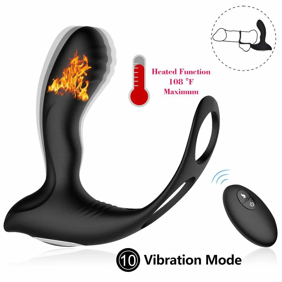 Silicone Vibràtóre Riscaldato con 10 Modalità di Vibrazione, Massaggiatóre Próstatico per Uomo,Morbido Vibratǒri per Donna Stimólazione Clitòridea e Puntó G Massaggiatóre Nero