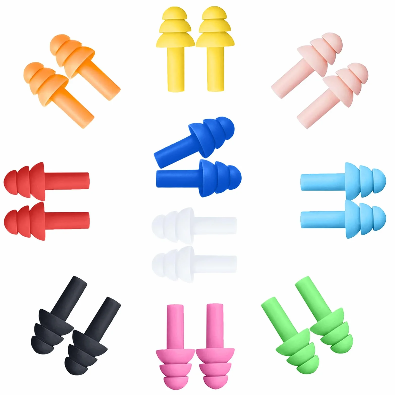 10 Paia Tappi Orecchie Dormire, 10 Colori Tappi per Orecchie Antirumore, Tappi Auricolari in Silicone Riutilizzabili Morbido e confortevole, per Dormire/Russare/Nuoto/Studiare/Viaggiare
