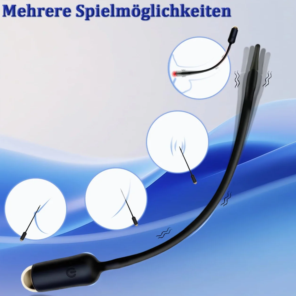 Vibratore Uretrale Silicone 10 Modalità di Vibrazione Dilatatore Uretrale Massaggio Prostatico Plug Uomo