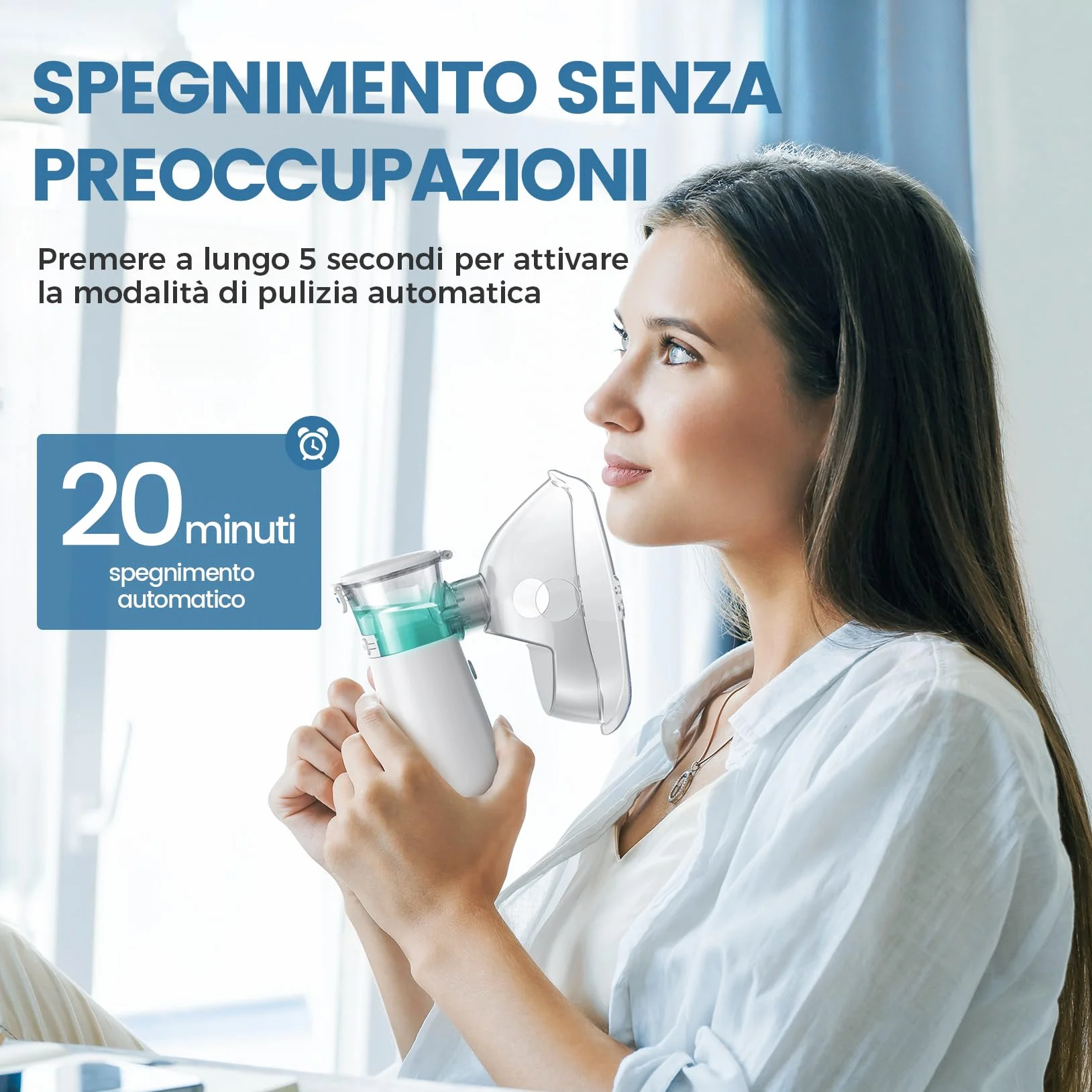 Aerosol Portatile Silenzioso 2 Maschere E Boccaglio Macchina Aerosol Adulti e Bambini che Efficace per Alleviare la Respirazione USB-C Ricaricabile (Verde)